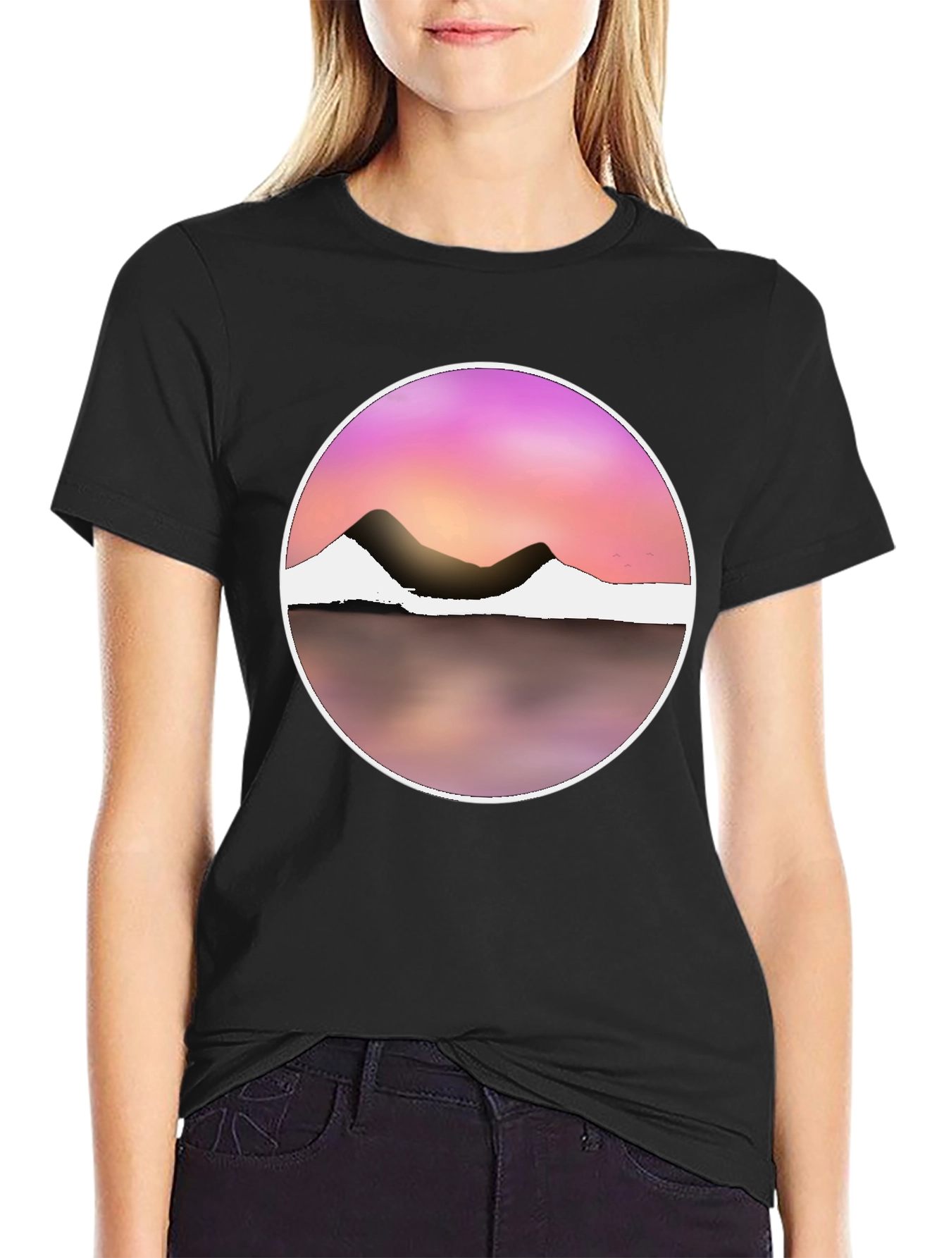 Sunset Mountain Graphic Tee - Stylish Round Design