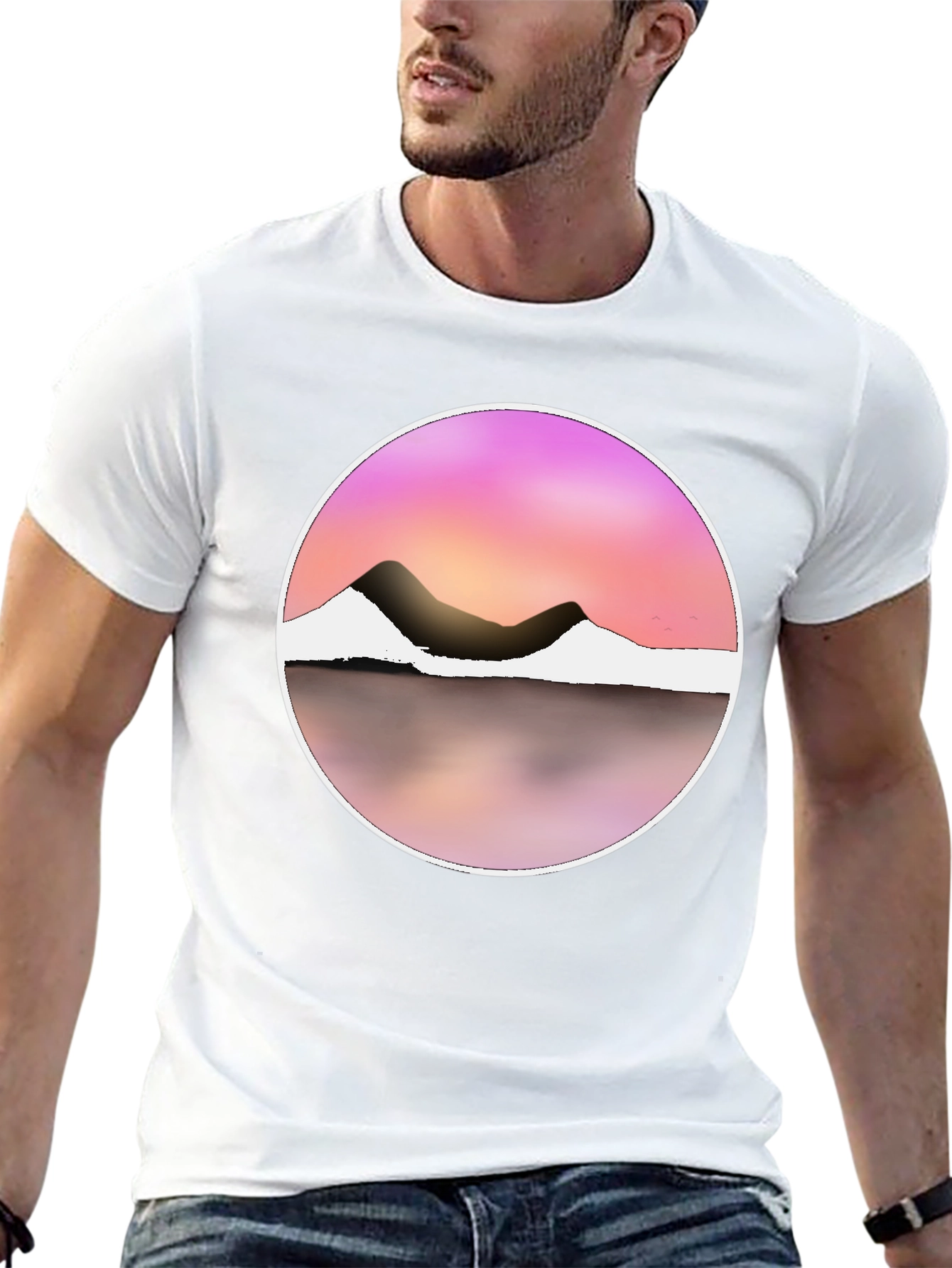 Sunset Mountain Graphic Tee - Stylish Round Design
