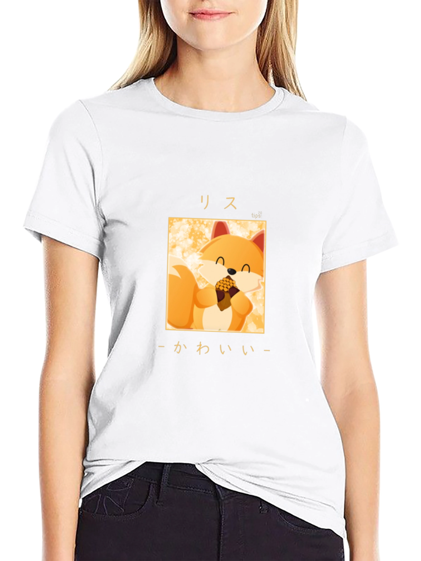 Cute Fox Graphic Black T-Shirt