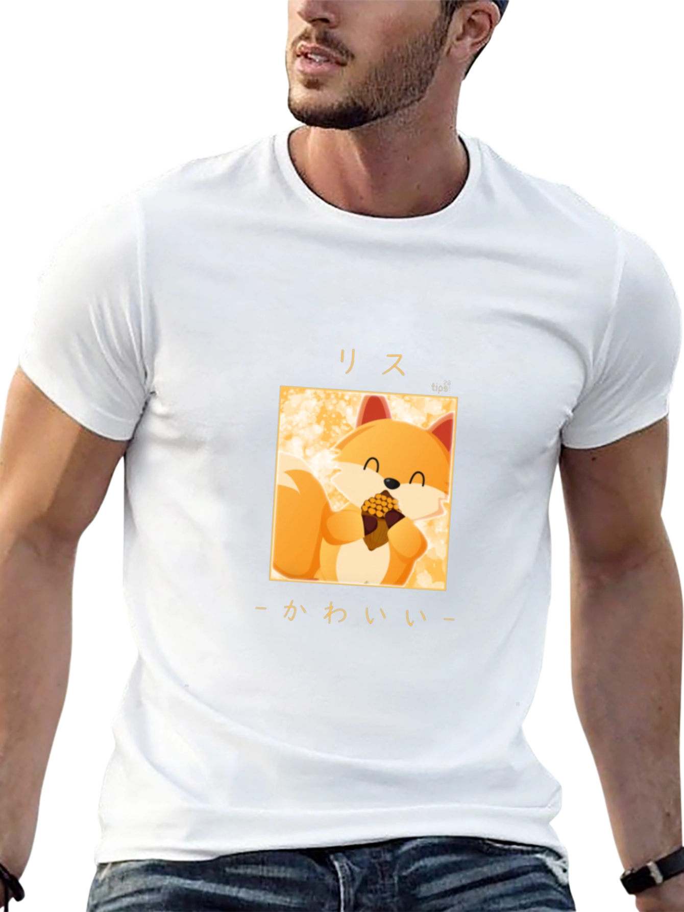 Cute Fox Graphic Black T-Shirt