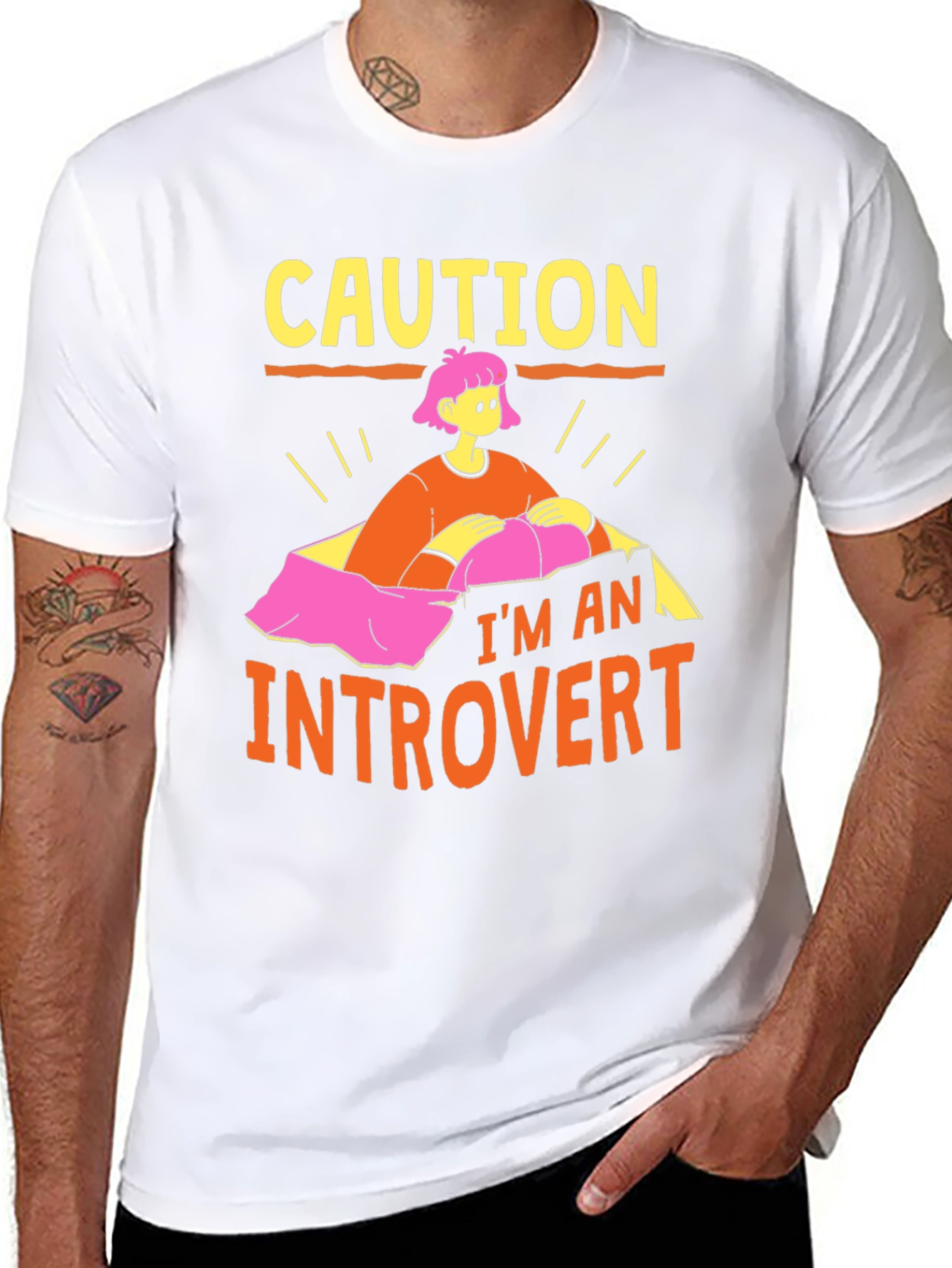 Caution Introvert Graphic Tee -  Comfortable Cotton Blend