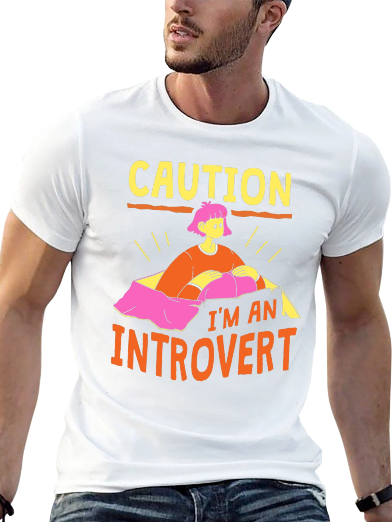 Caution Introvert Graphic Tee -  Comfortable Cotton Blend