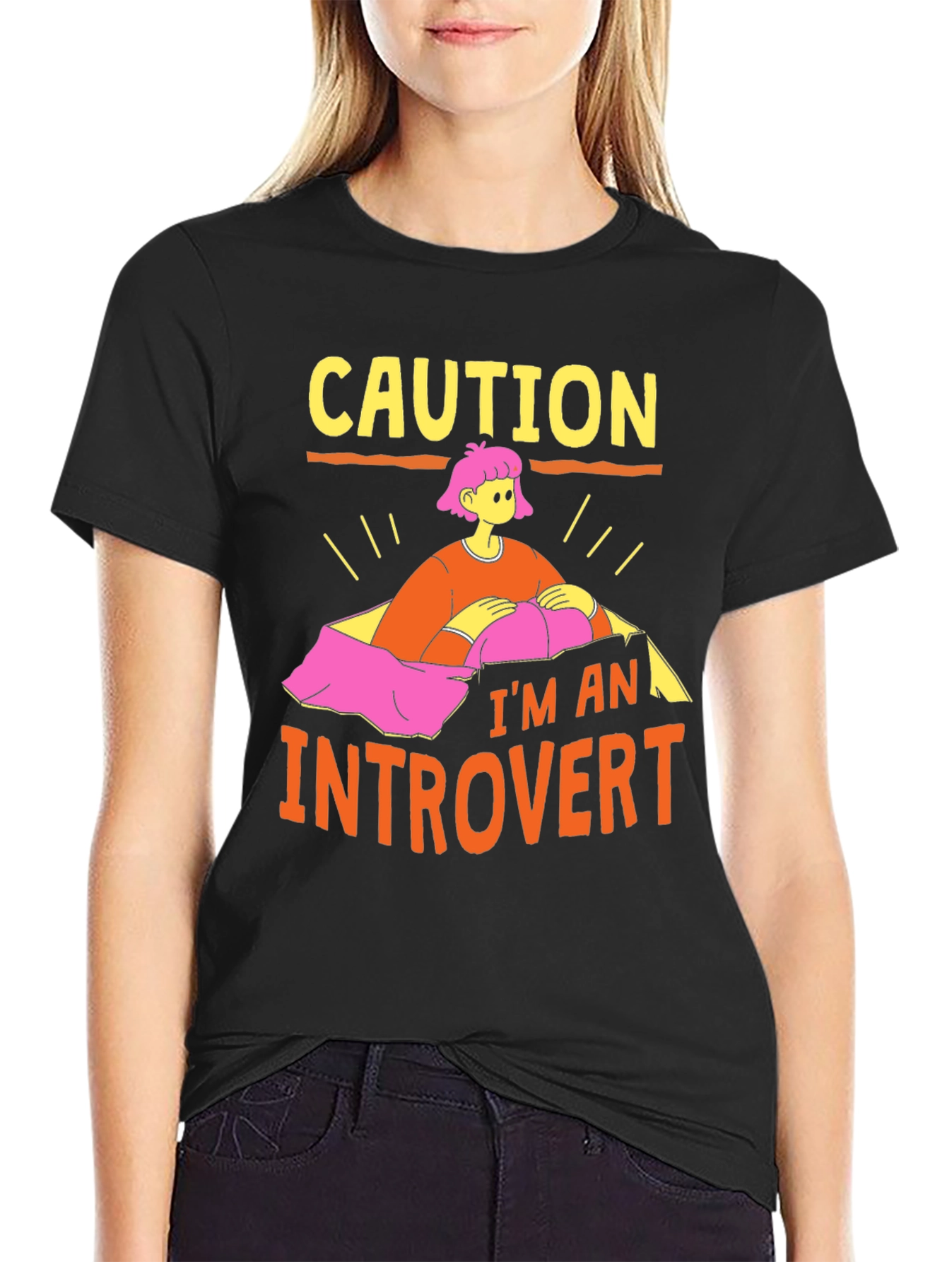 Caution Introvert Graphic Tee -  Comfortable Cotton Blend