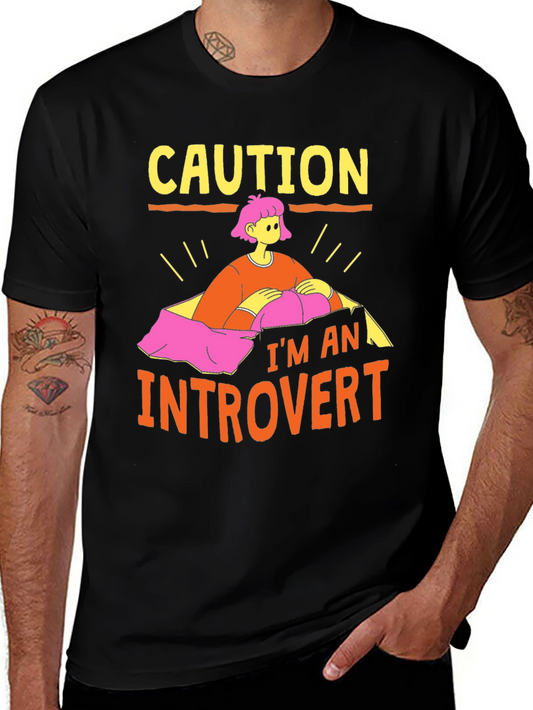 Caution Introvert Graphic Tee -  Comfortable Cotton Blend