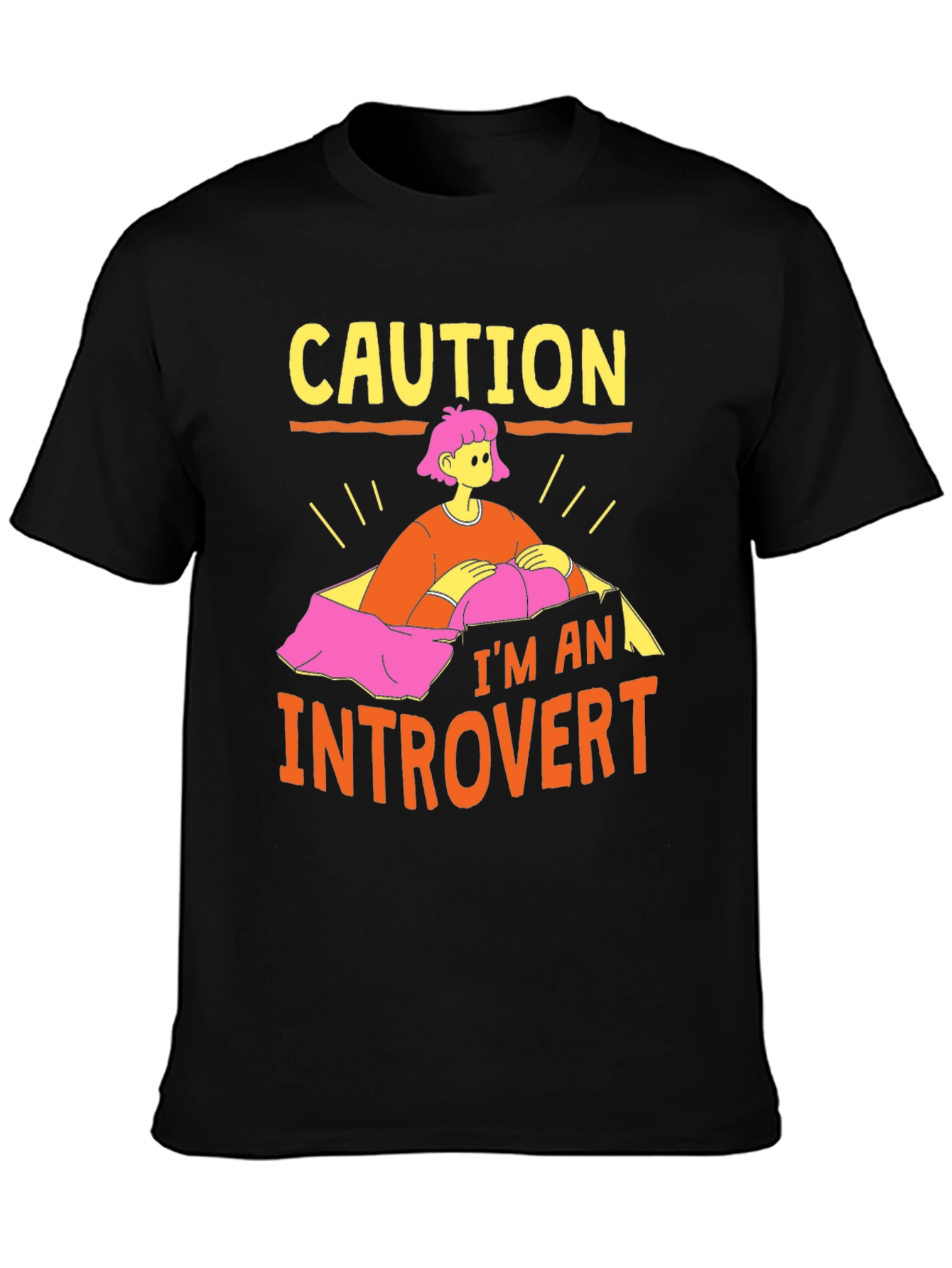Caution Introvert Graphic Tee -  Comfortable Cotton Blend