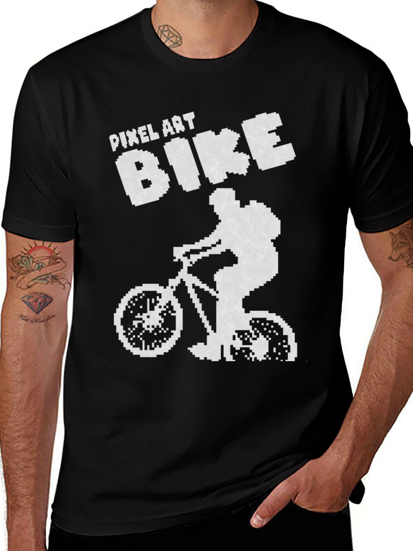 Pixel Art Bike T-Shirt - Retro Style