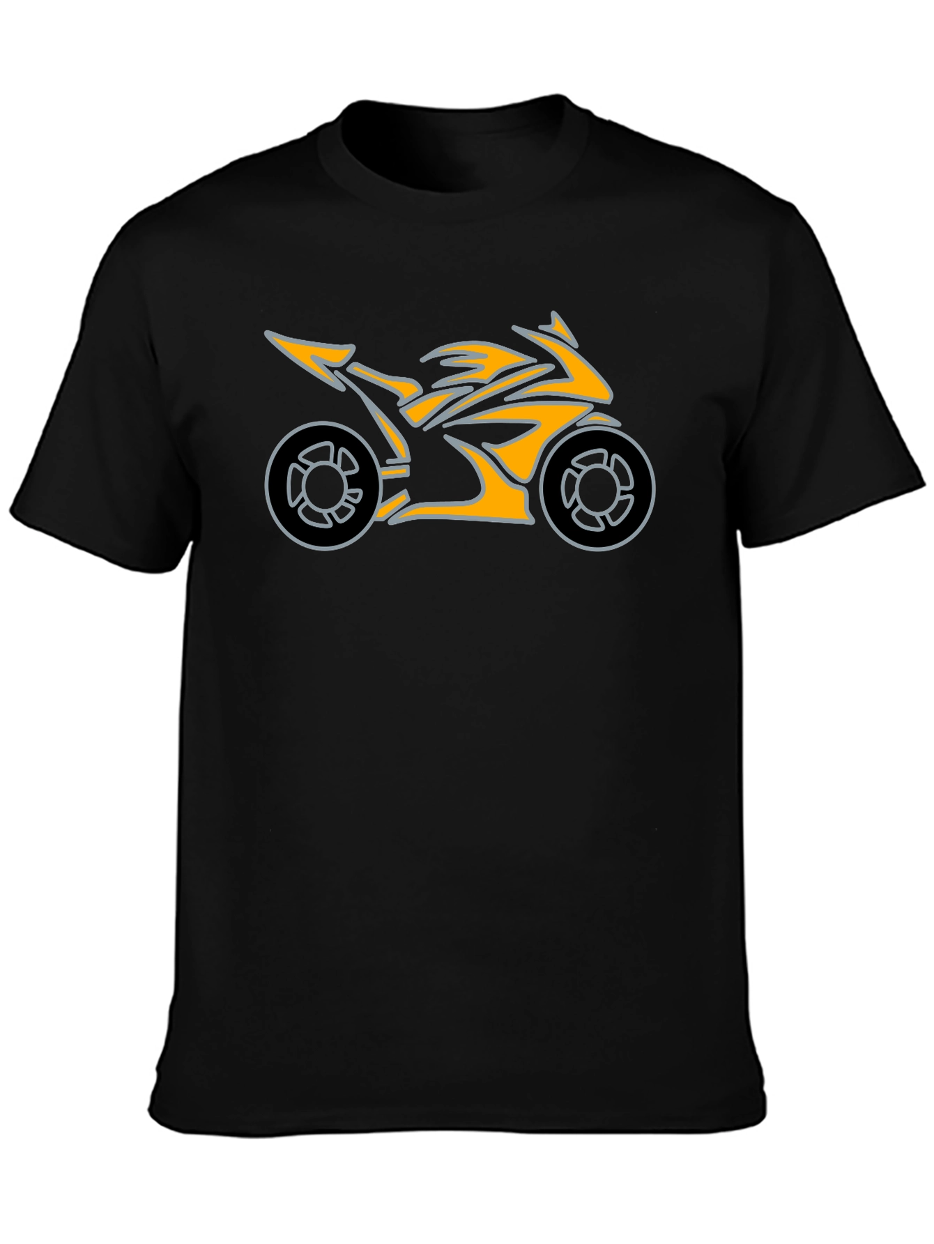 Motorcycle Graphic Tee - Black Cotton T-Shirt