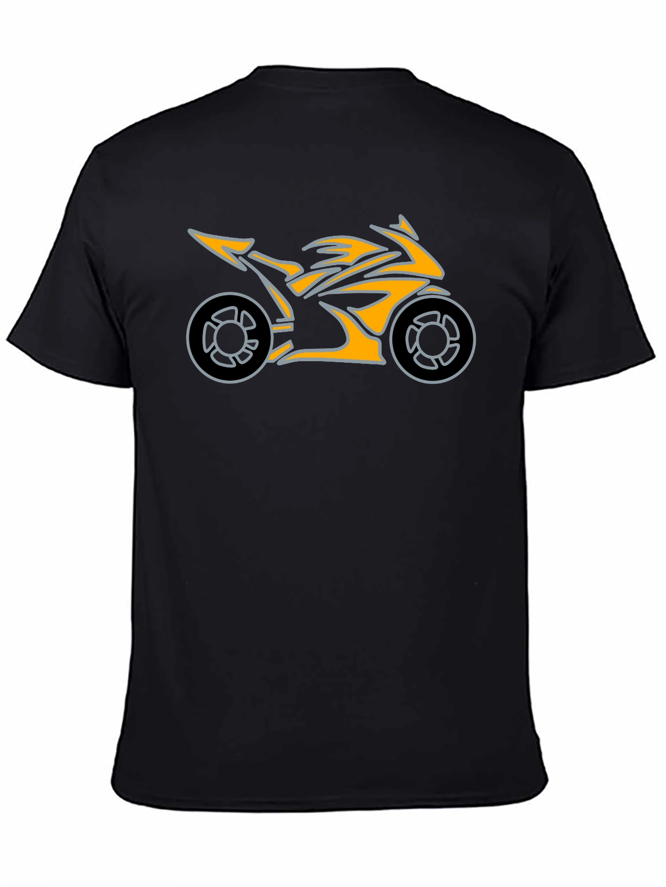 Motorcycle Graphic Tee - Black Cotton T-Shirt