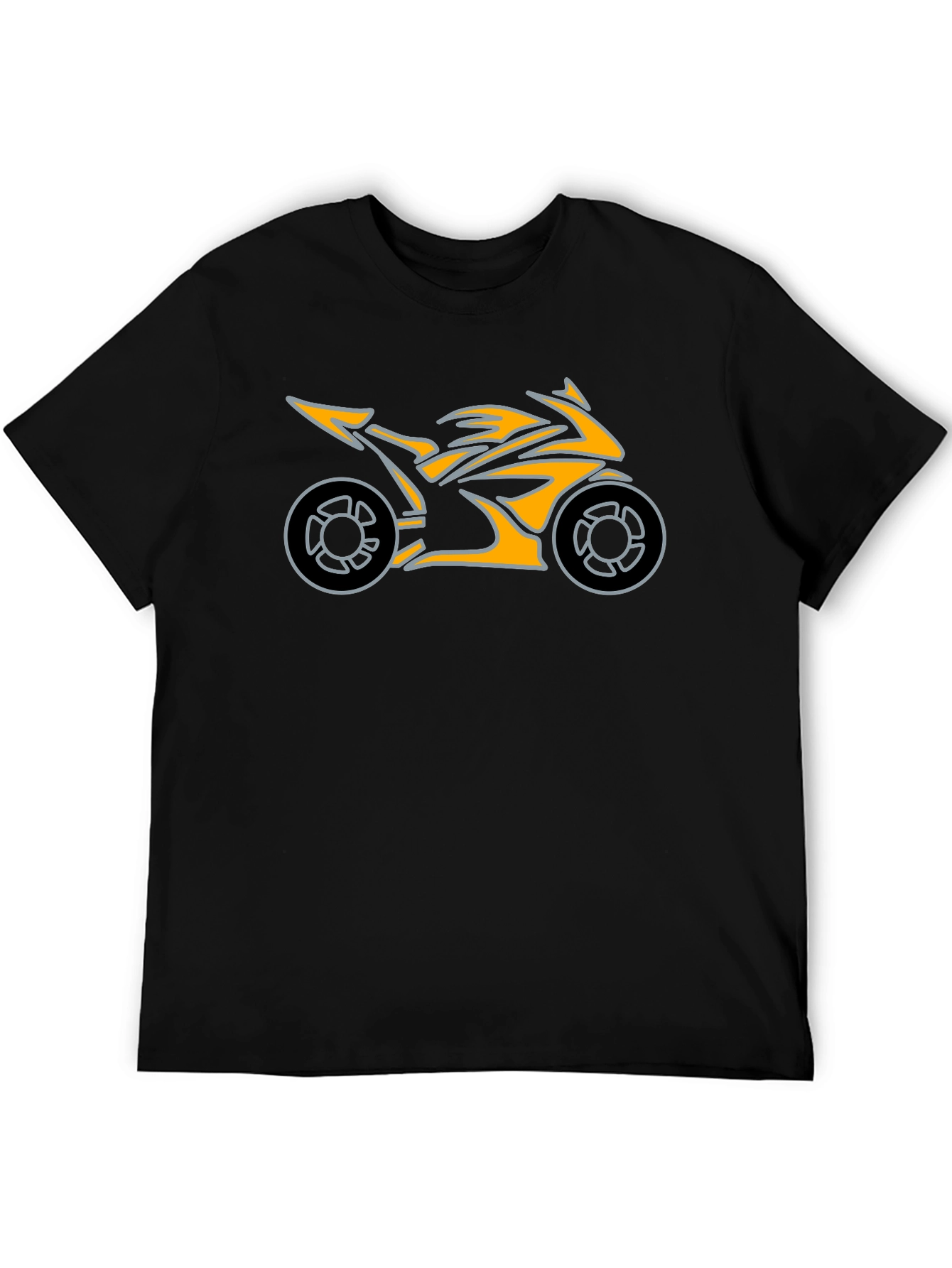 Motorcycle Graphic Tee - Black Cotton T-Shirt