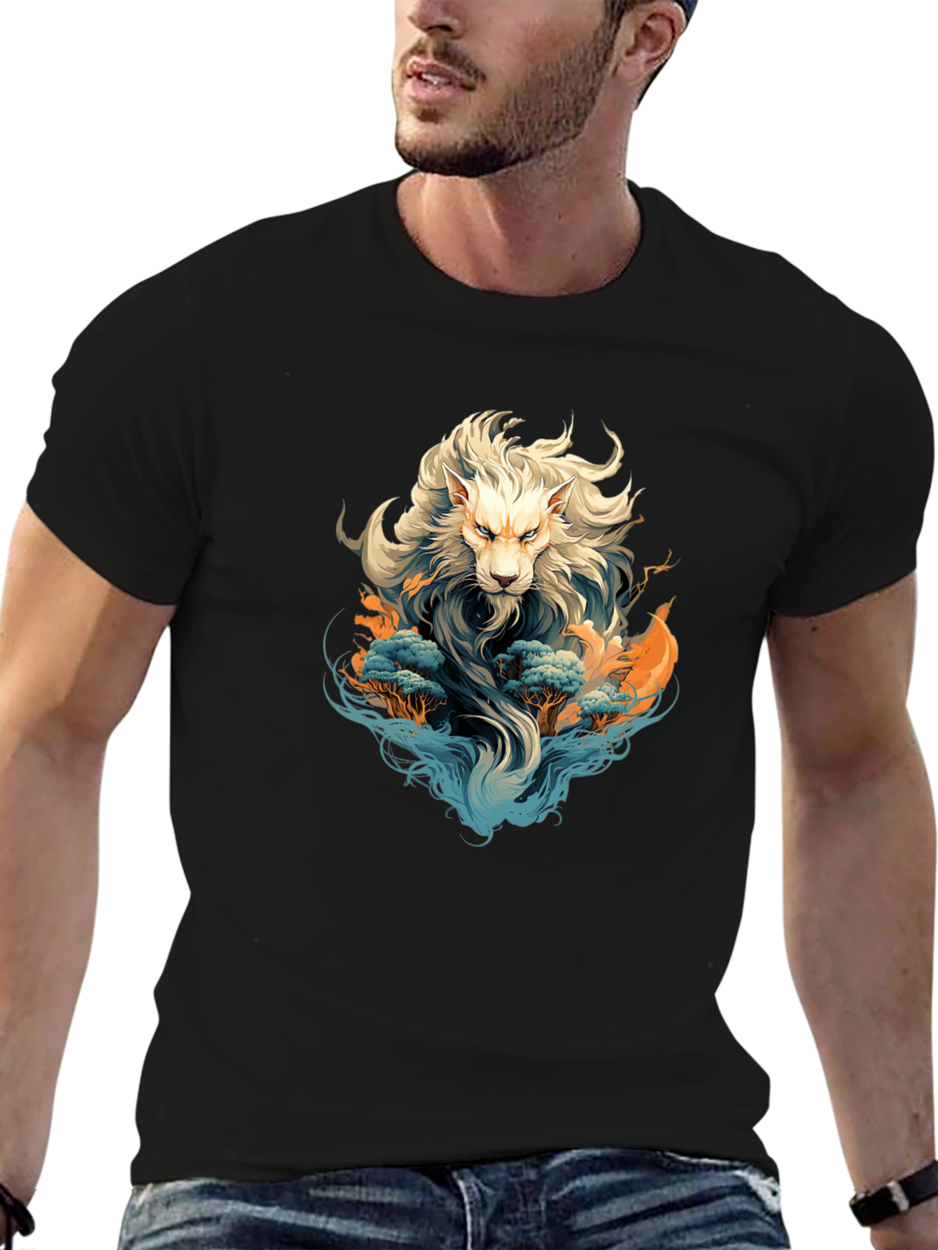 Lion Graphic Black T-Shirt