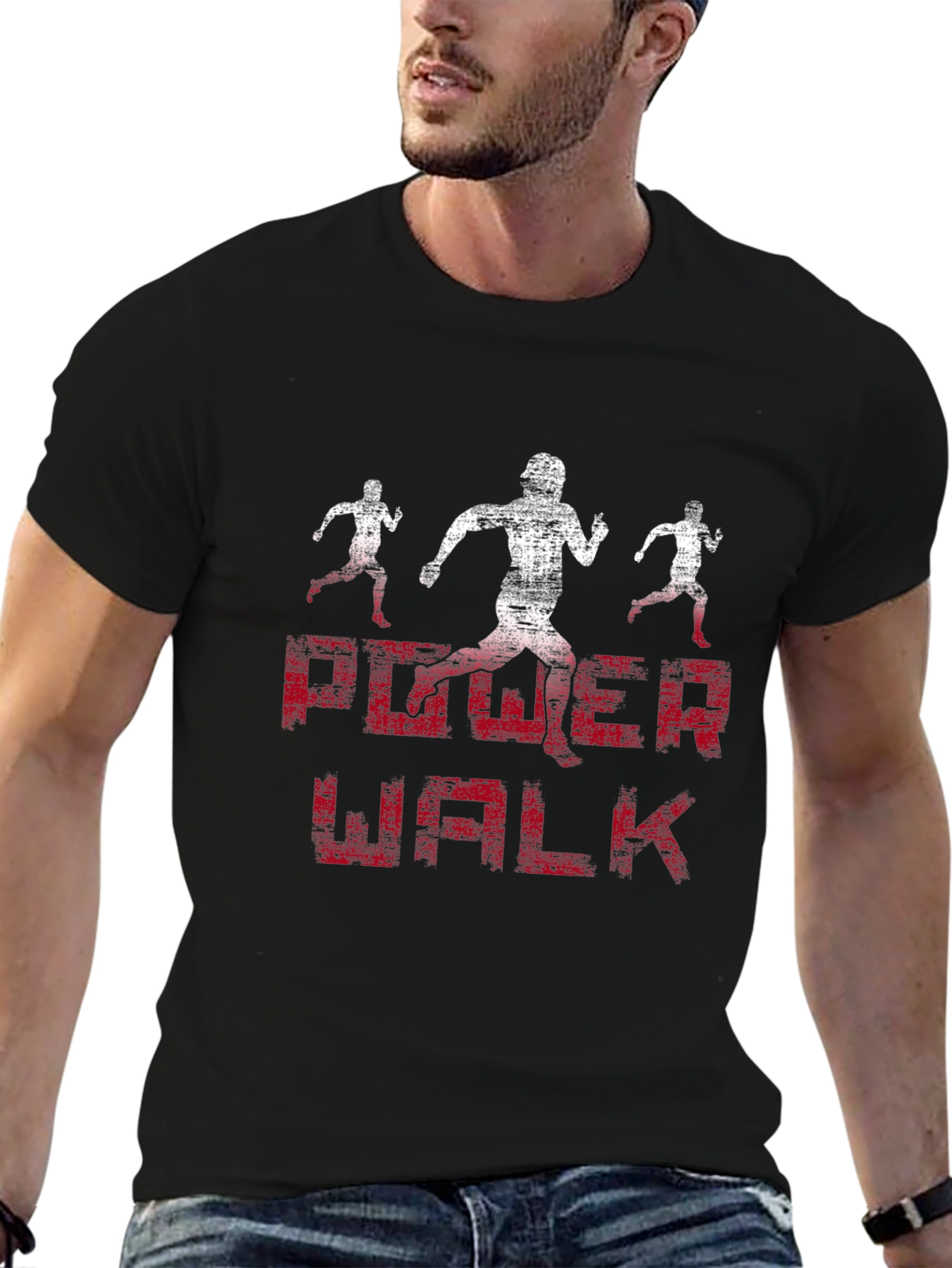 Power Walk Graphic Tee - Black Cotton
