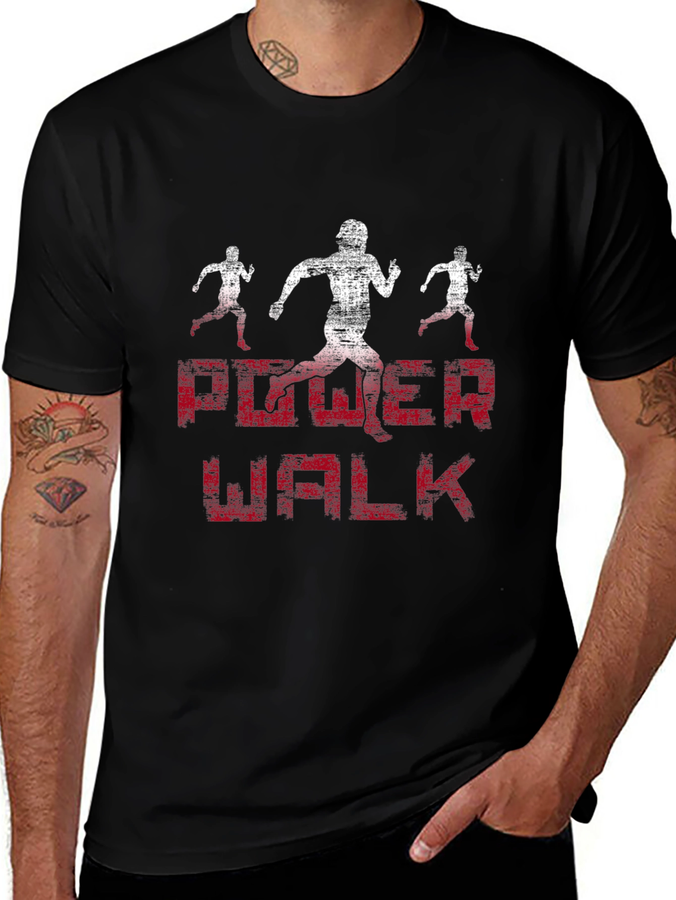 Power Walk Graphic Tee - Black Cotton