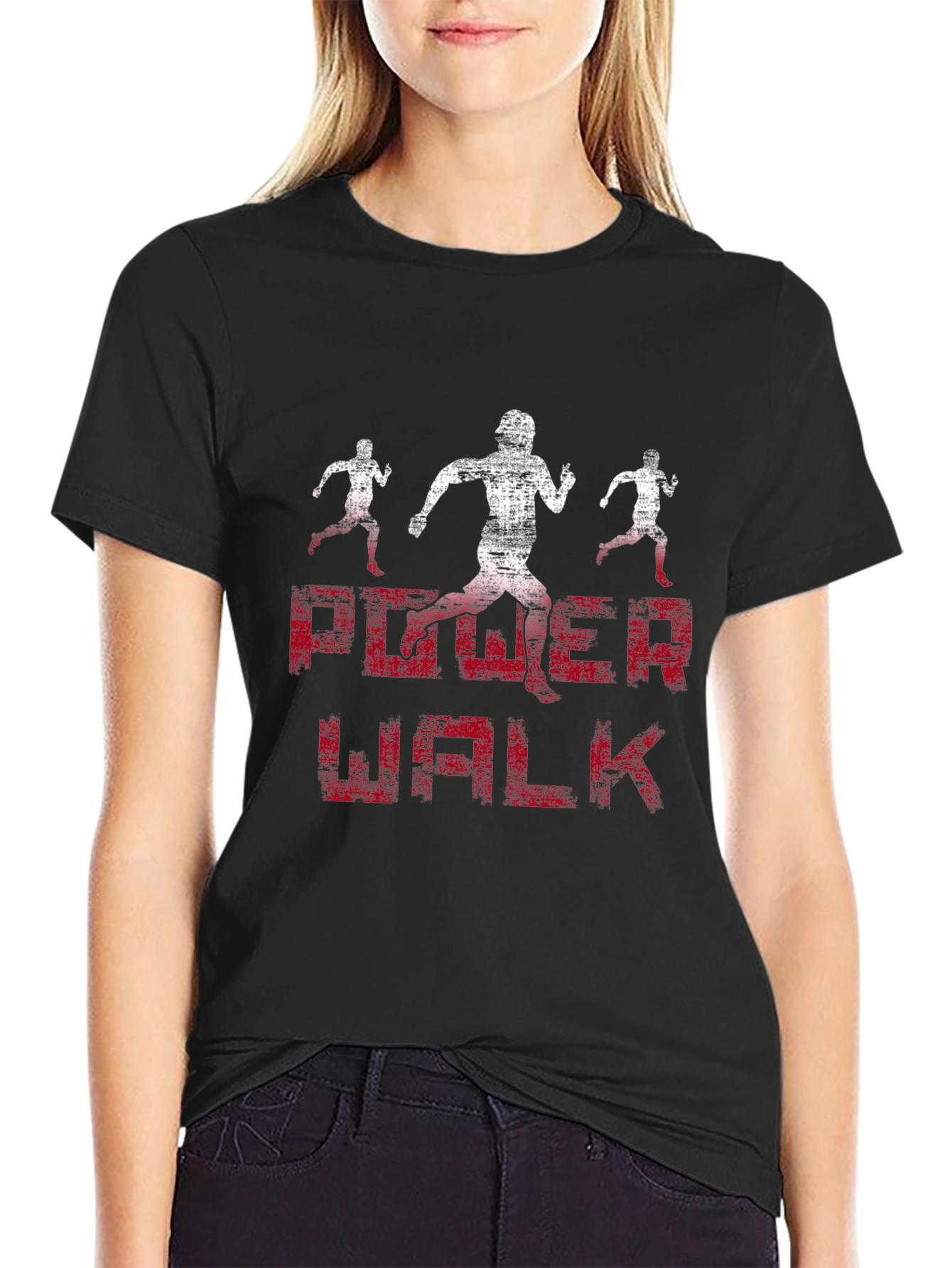 Power Walk Graphic Tee - Black Cotton