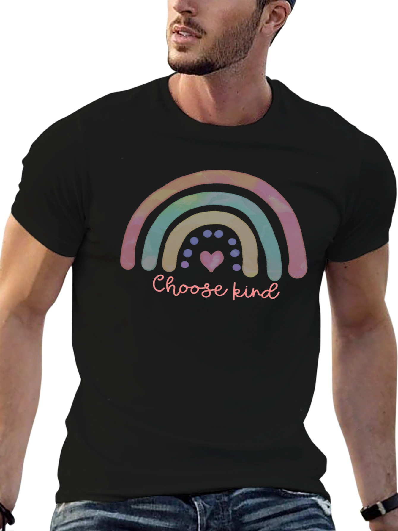 Choose Kind Rainbow Graphic Tee - Black