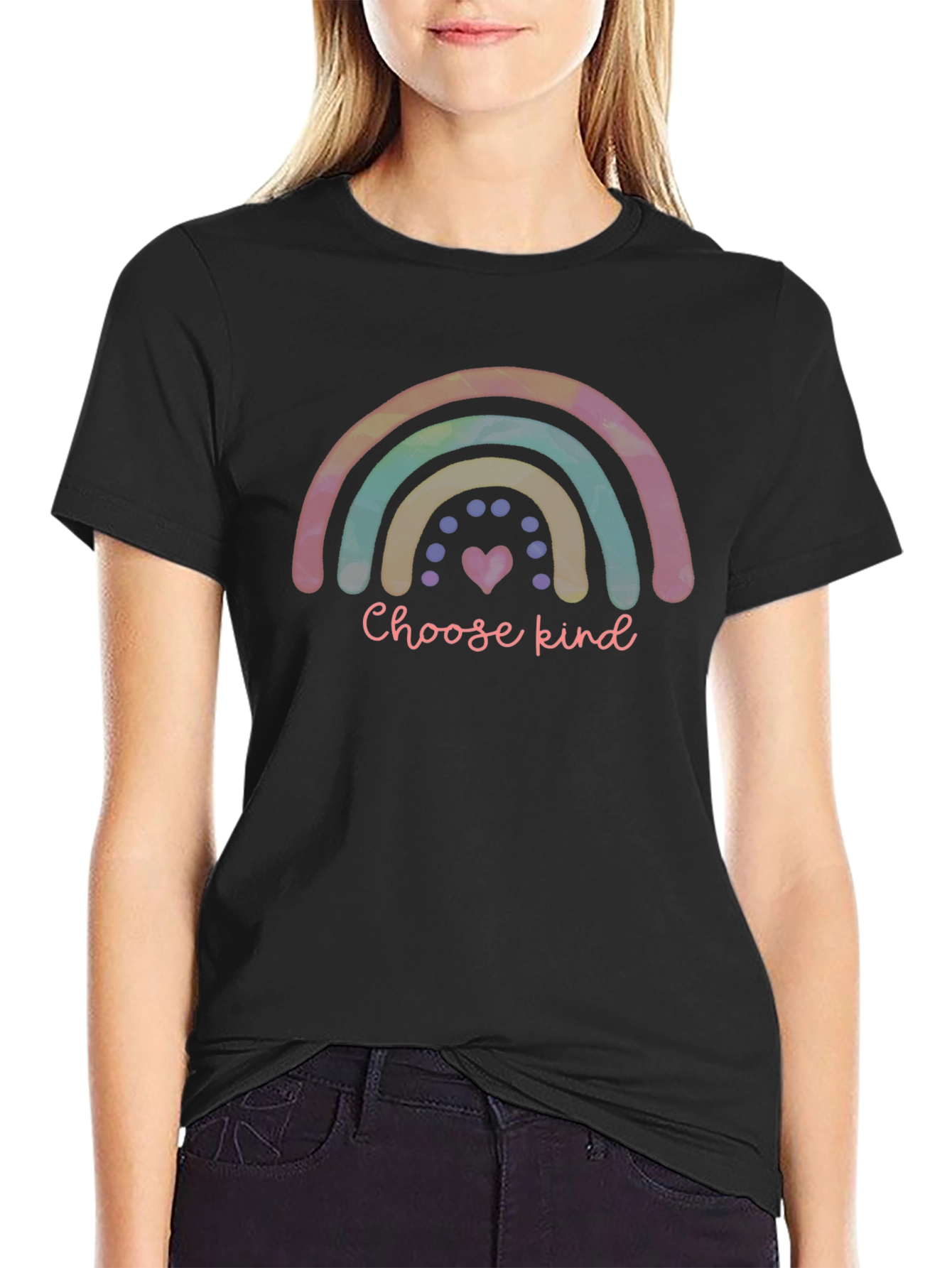 Choose Kind Rainbow Graphic Tee - Black