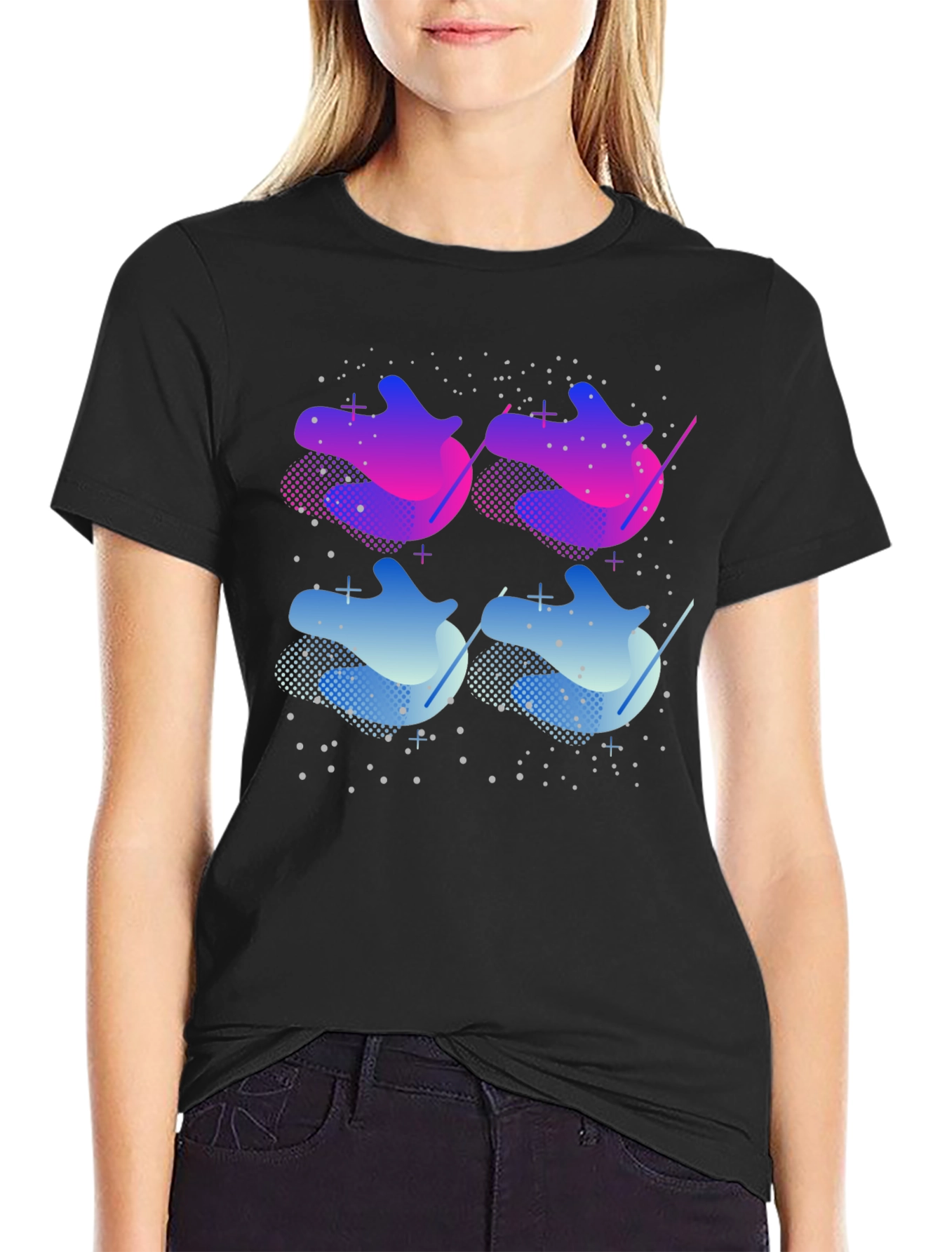 Abstract Gradient Graphic T-Shirt - Black