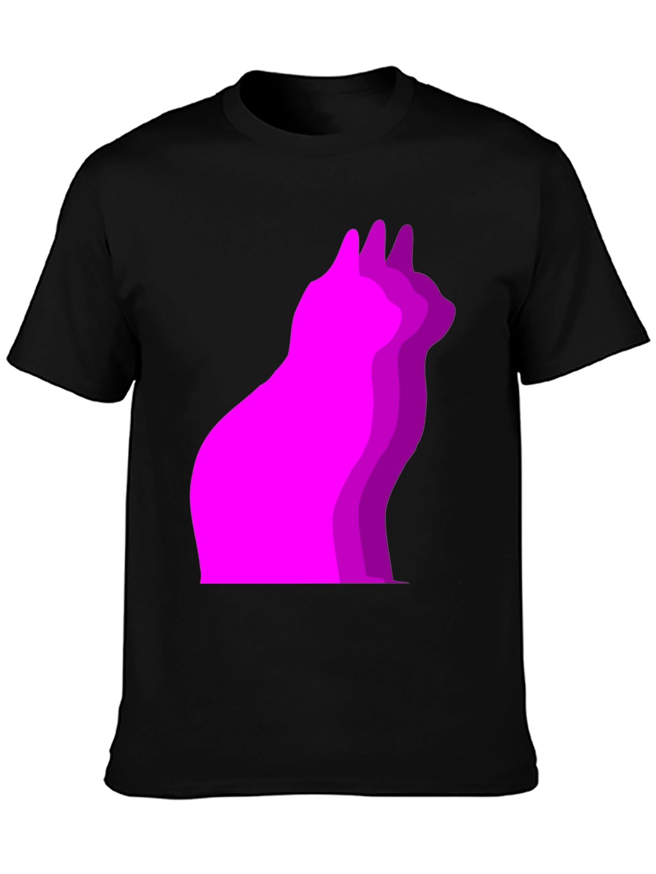 Cool Cat Outline Black T-Shirt