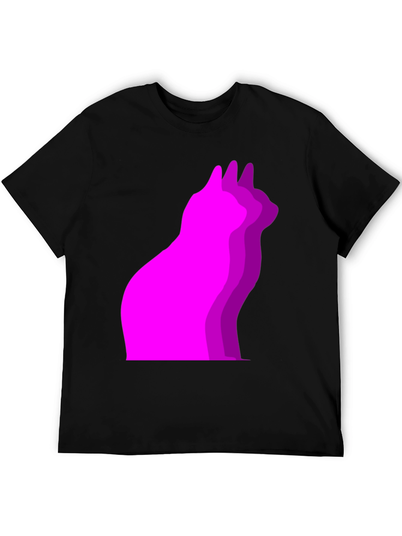 Cool Cat Outline Black T-Shirt