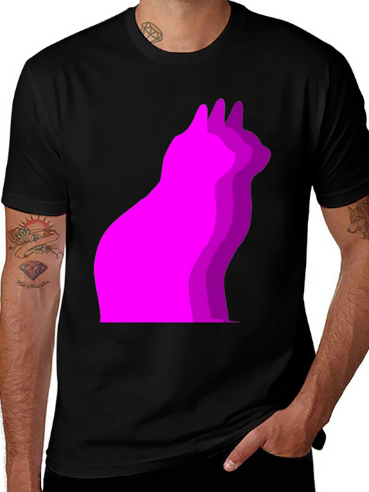 Cool Cat Outline Black T-Shirt