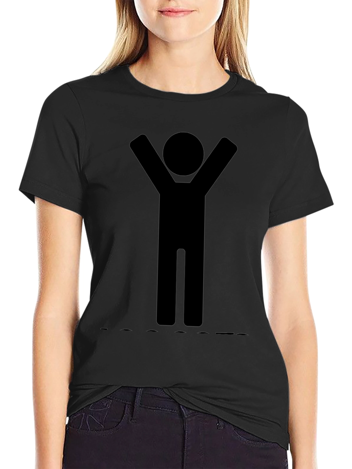 Stick Figure Celebration Black T-Shirt