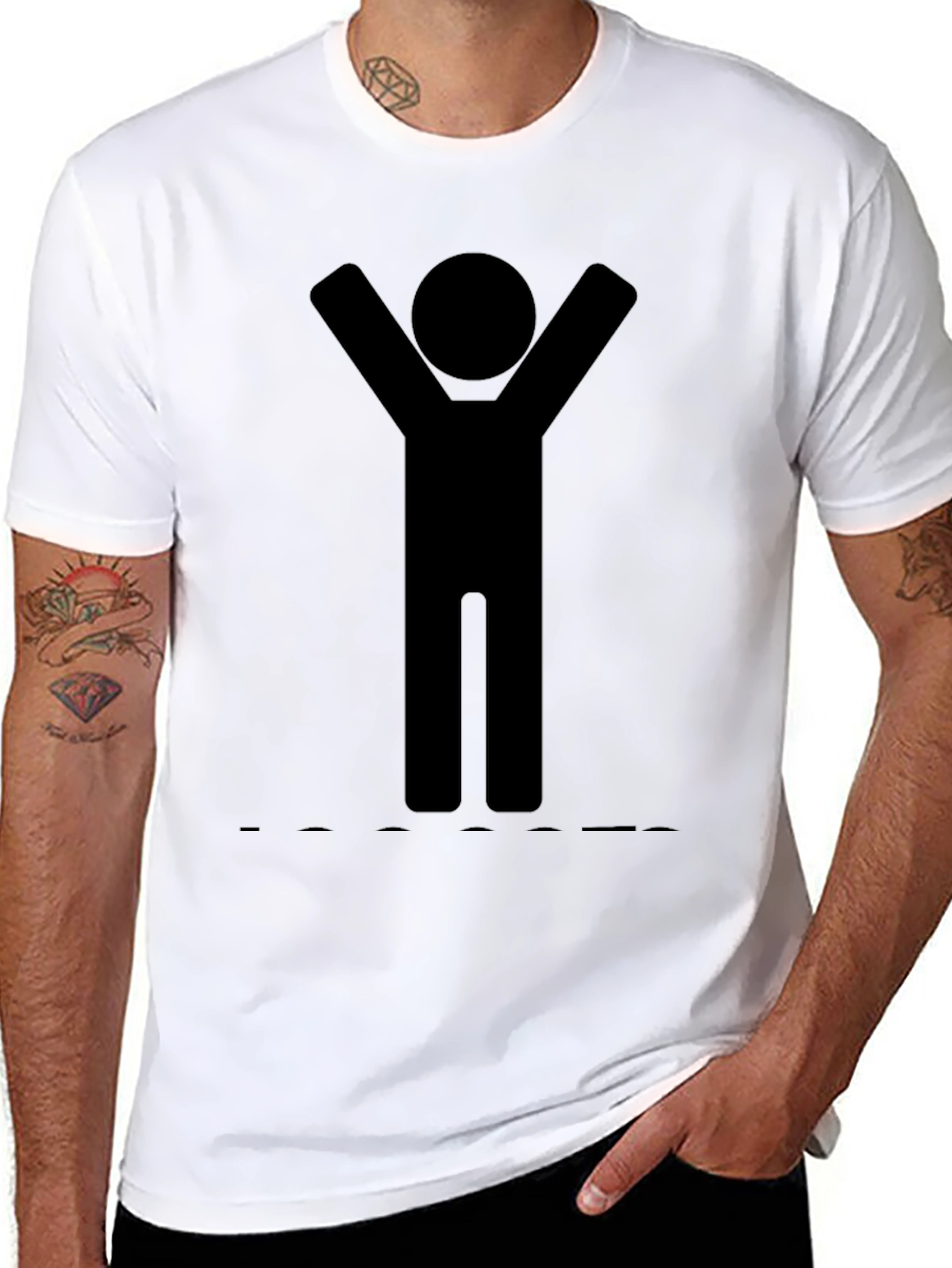 Stick Figure Celebration Black T-Shirt