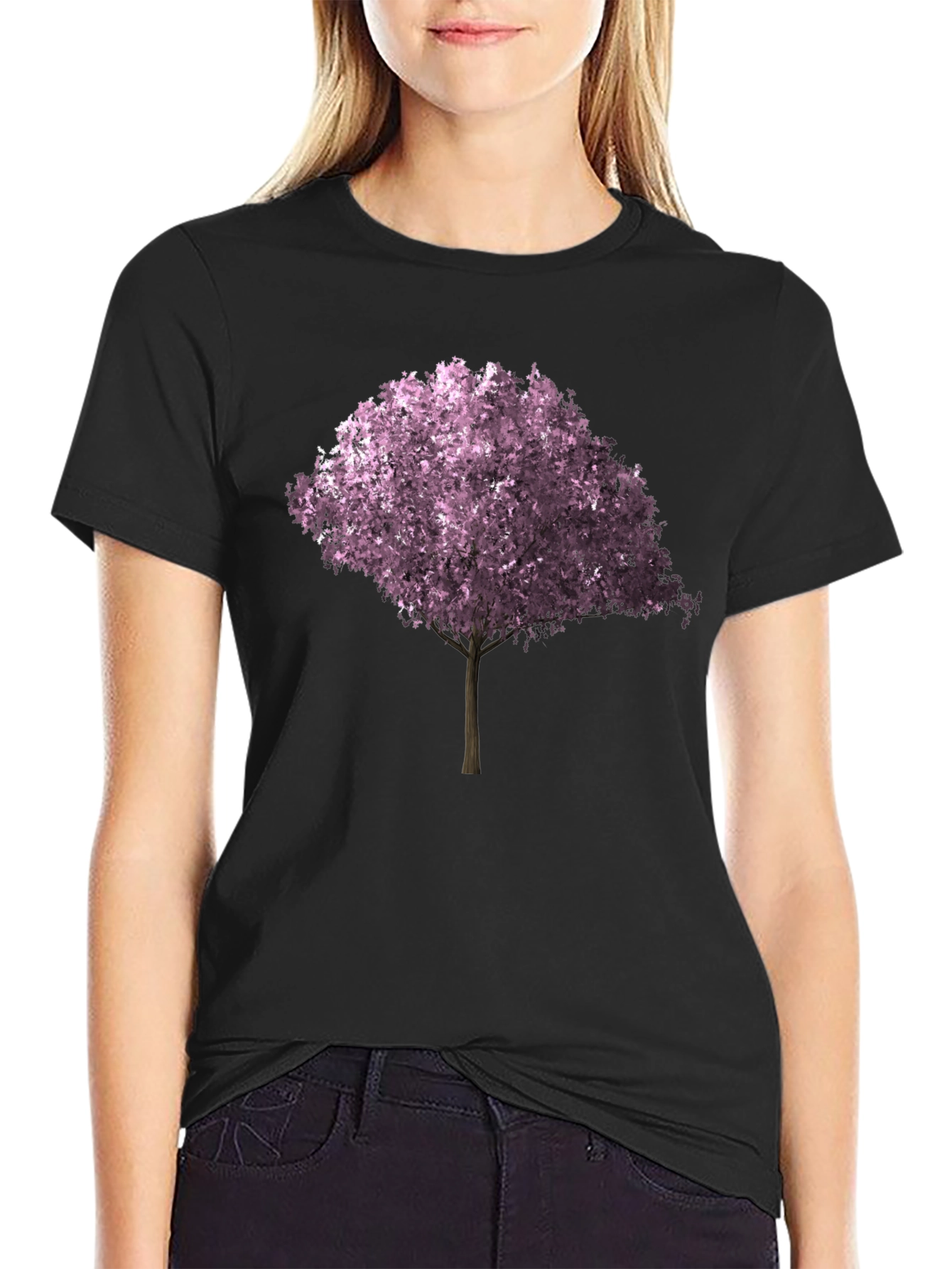 Cherry Blossom Tree Graphic Tee - Black