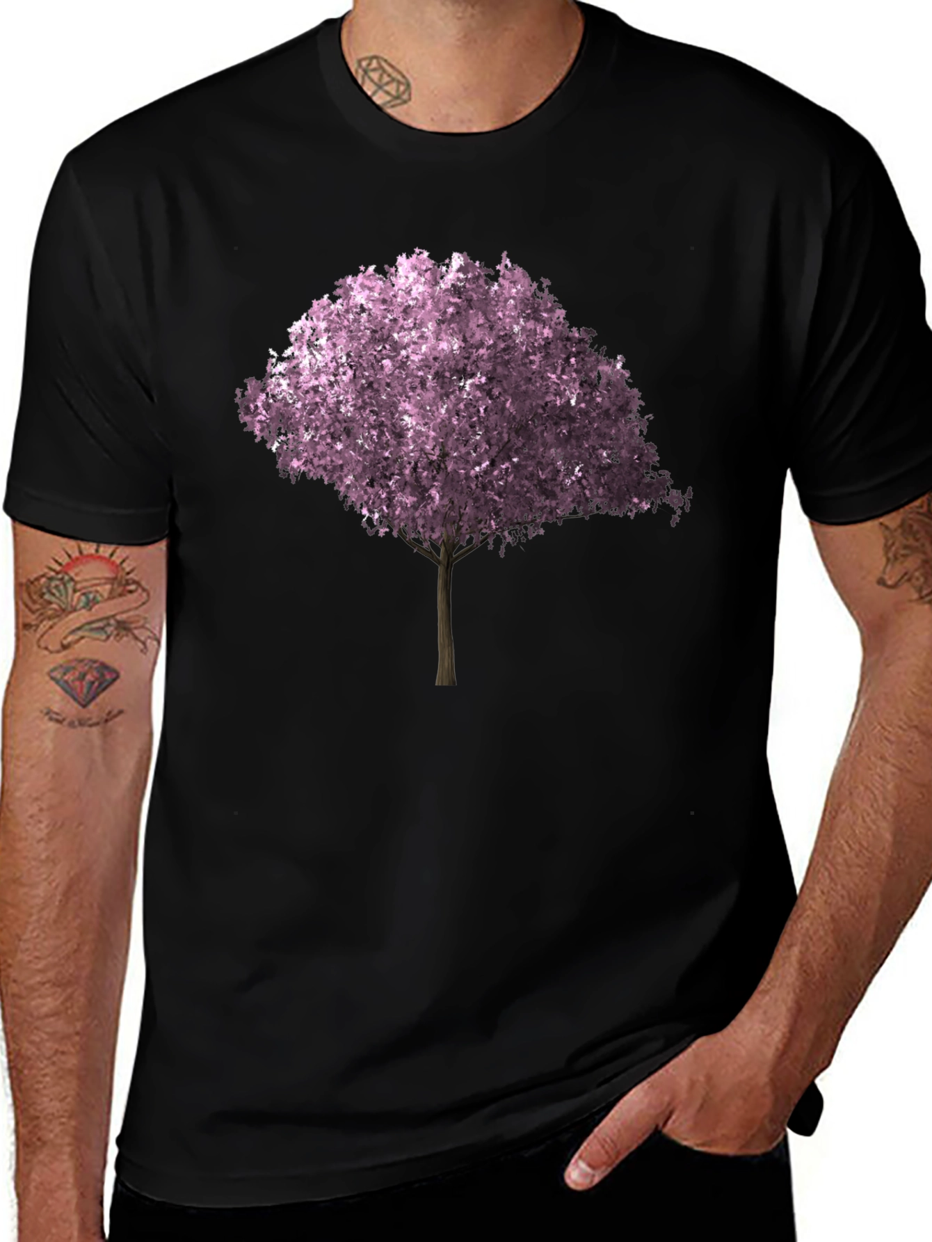 Cherry Blossom Tree Graphic Tee - Black