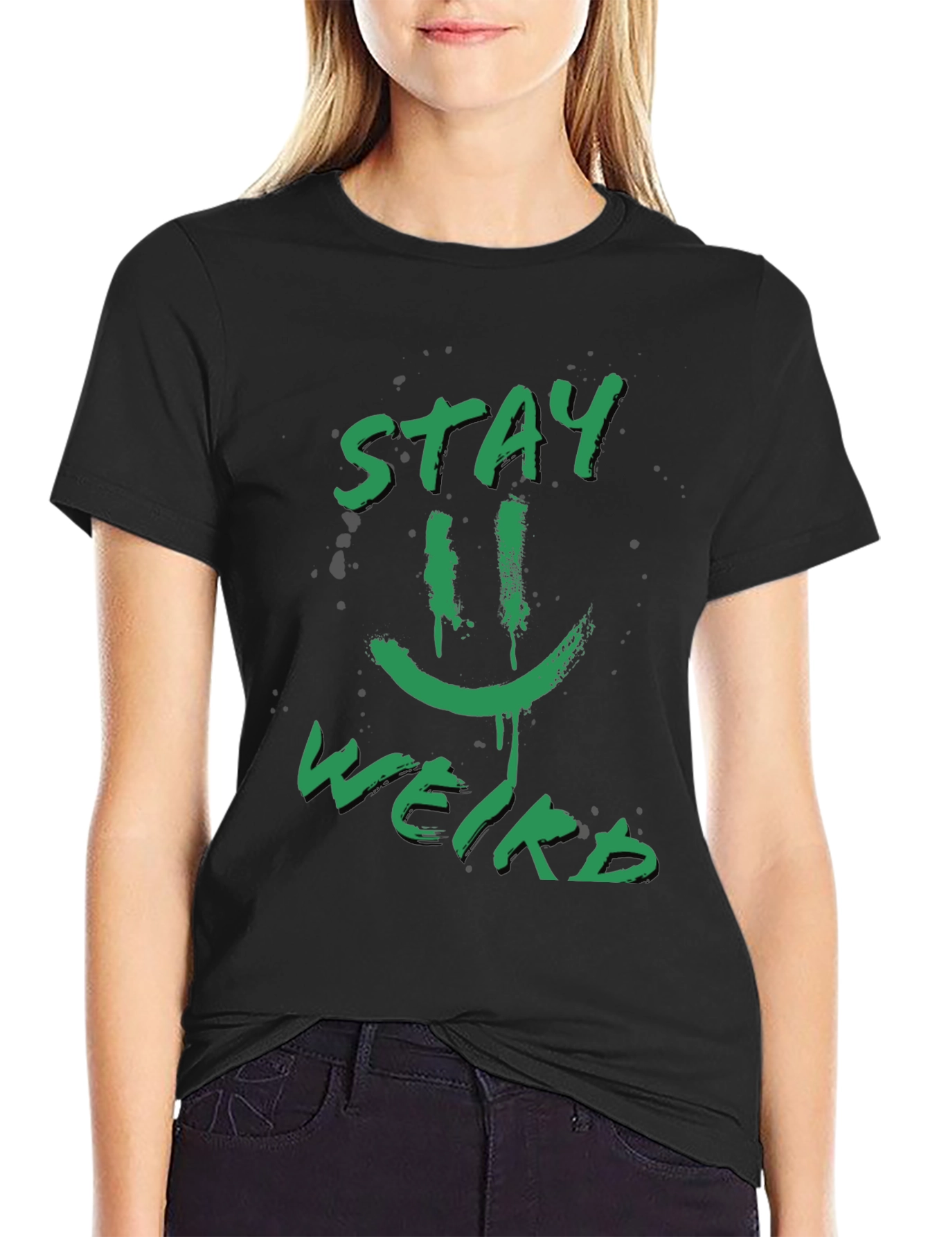 Stay Weird Graphic Tee - Funky Black T-Shirt