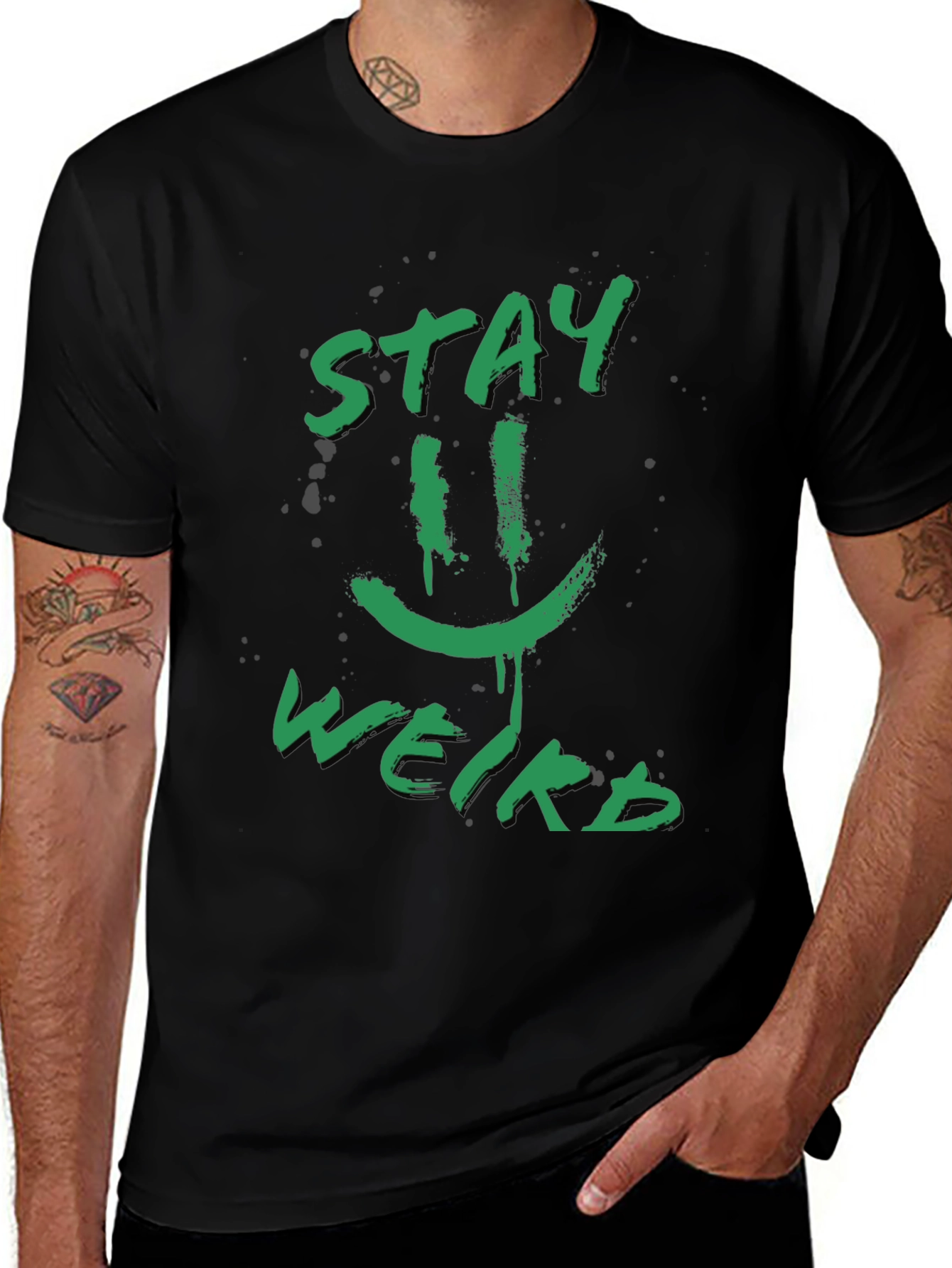 Stay Weird Graphic Tee - Funky Black T-Shirt