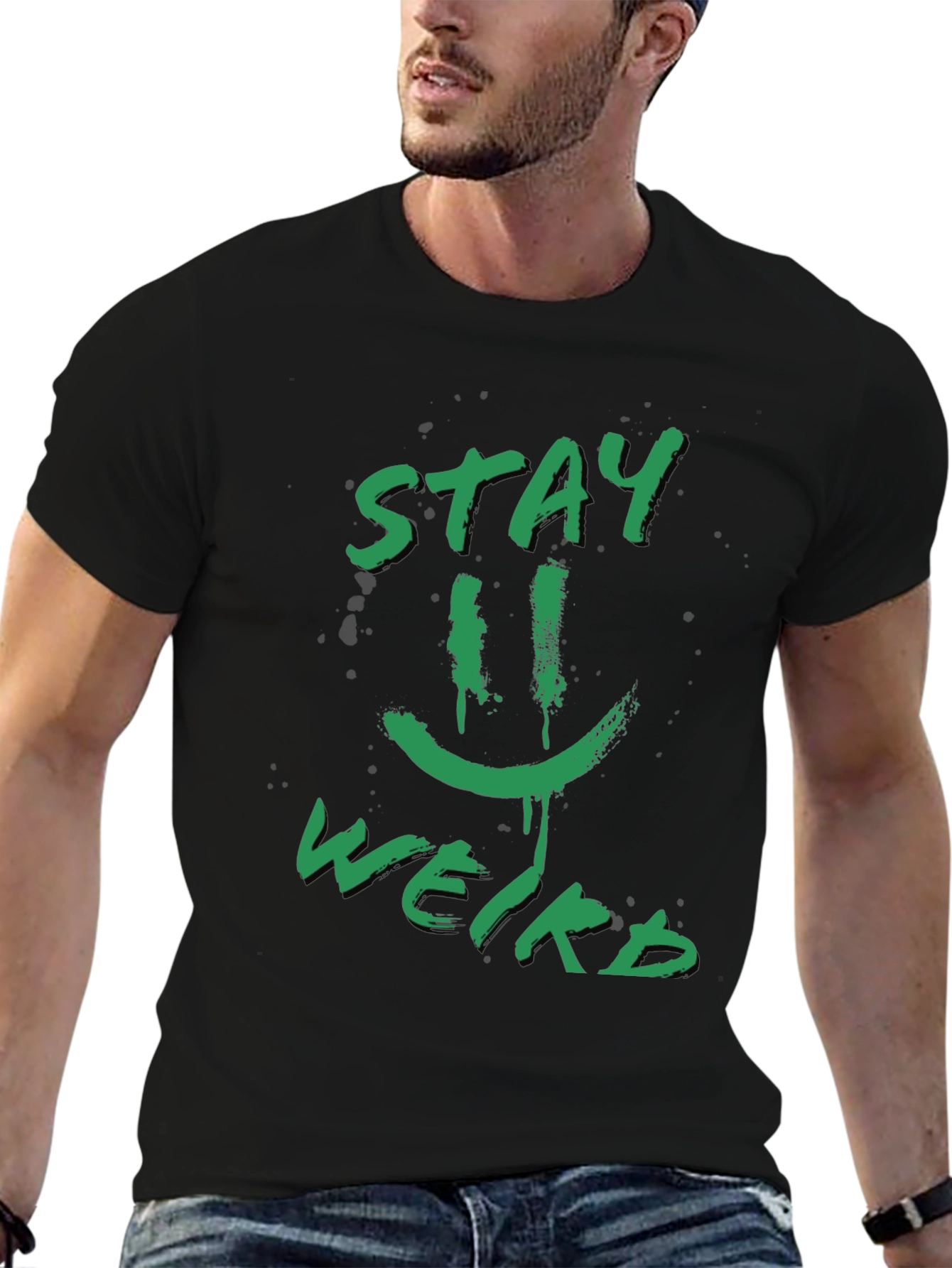 Stay Weird Graphic Tee - Funky Black T-Shirt