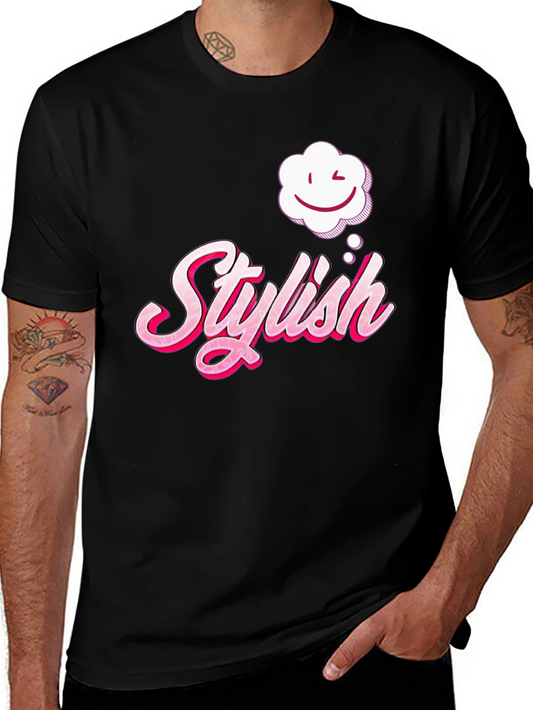 Stylish Wink Cloud Graphic Black T-Shirt