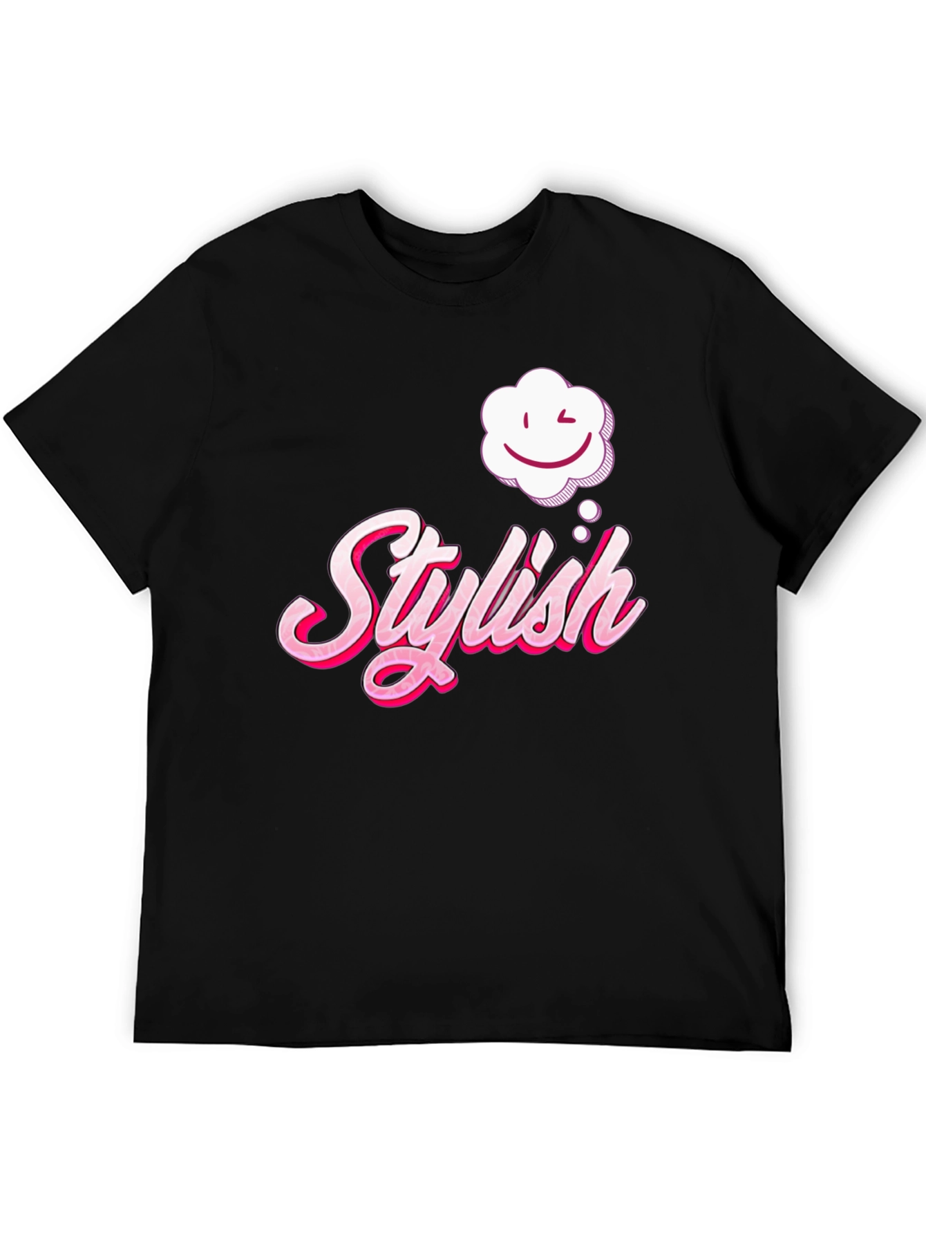 Stylish Wink Cloud Graphic Black T-Shirt