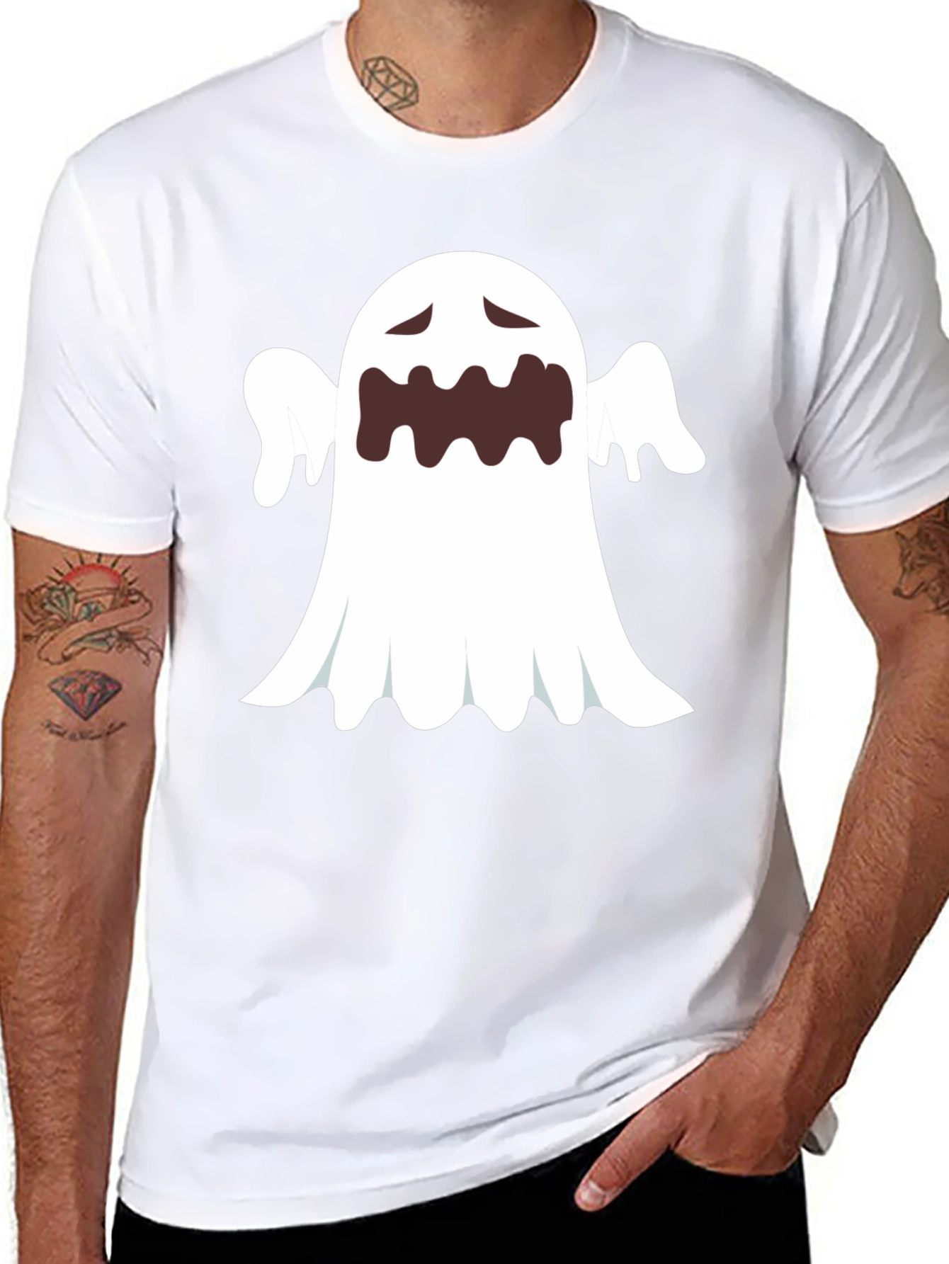 Ghost Graphic Black T-Shirt - Halloween Costume