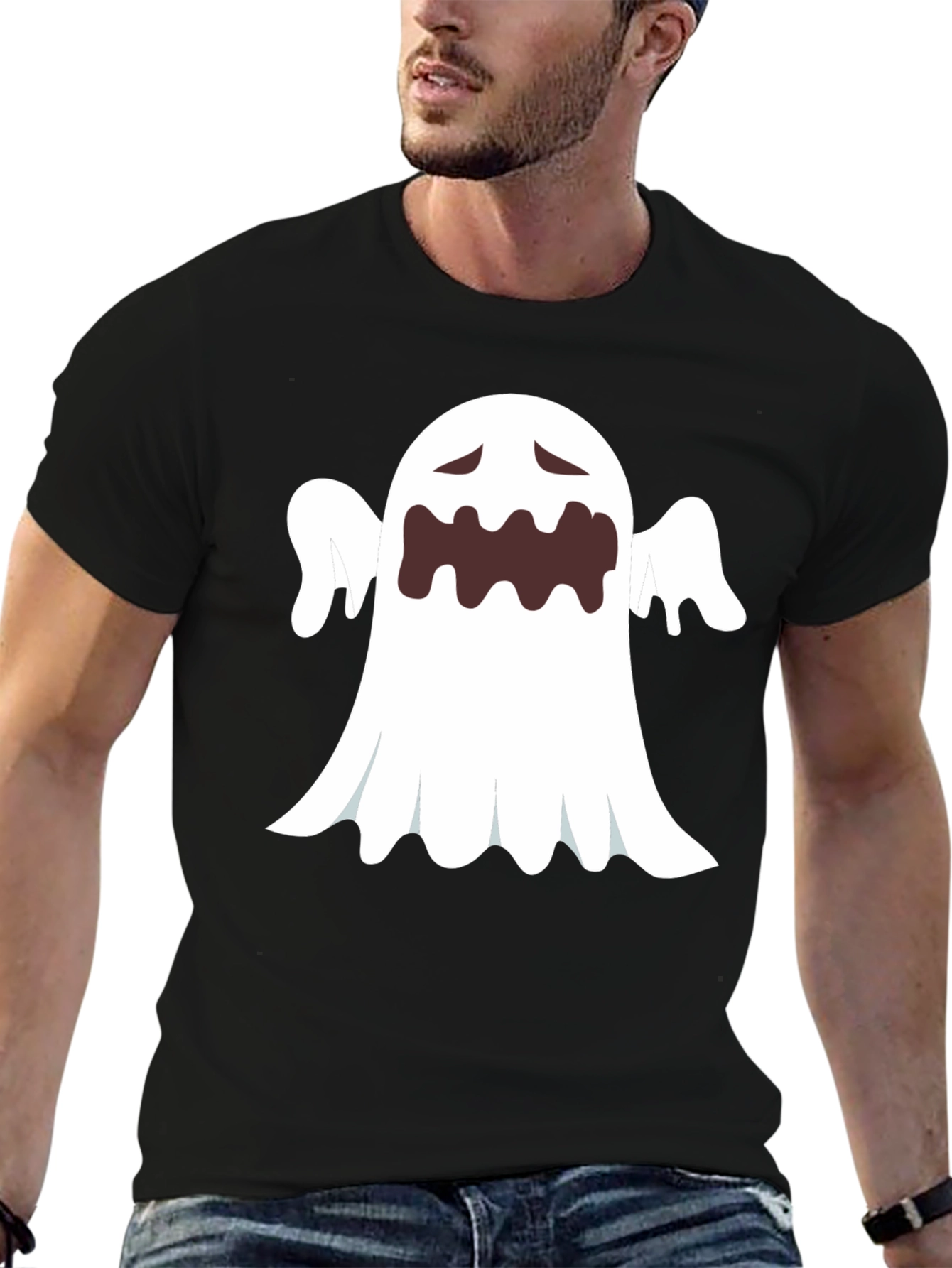 Ghost Graphic Black T-Shirt - Halloween Costume