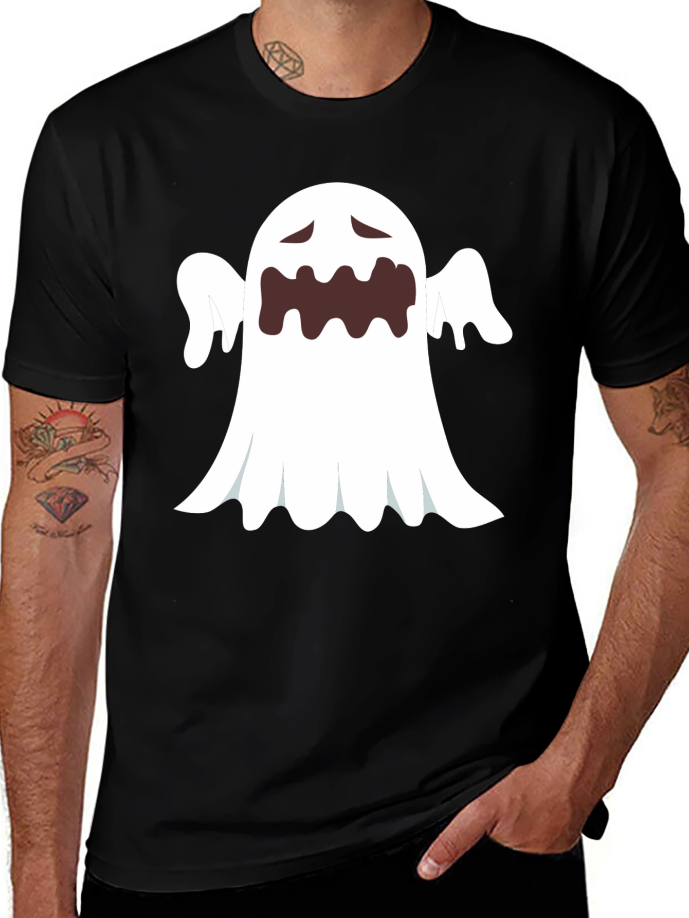 Ghost Graphic Black T-Shirt - Halloween Costume