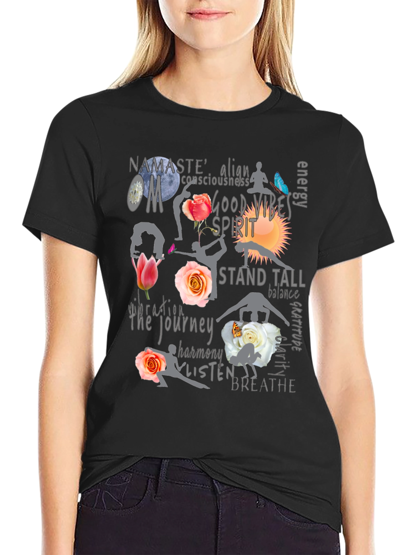 Yoga Vibes Black T-Shirt