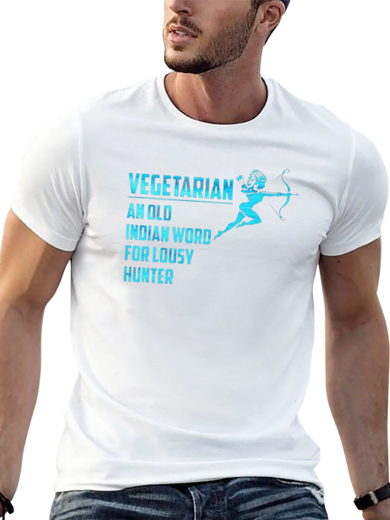 Vegetarian Lousy Hunter Funny Graphic T-Shirt
