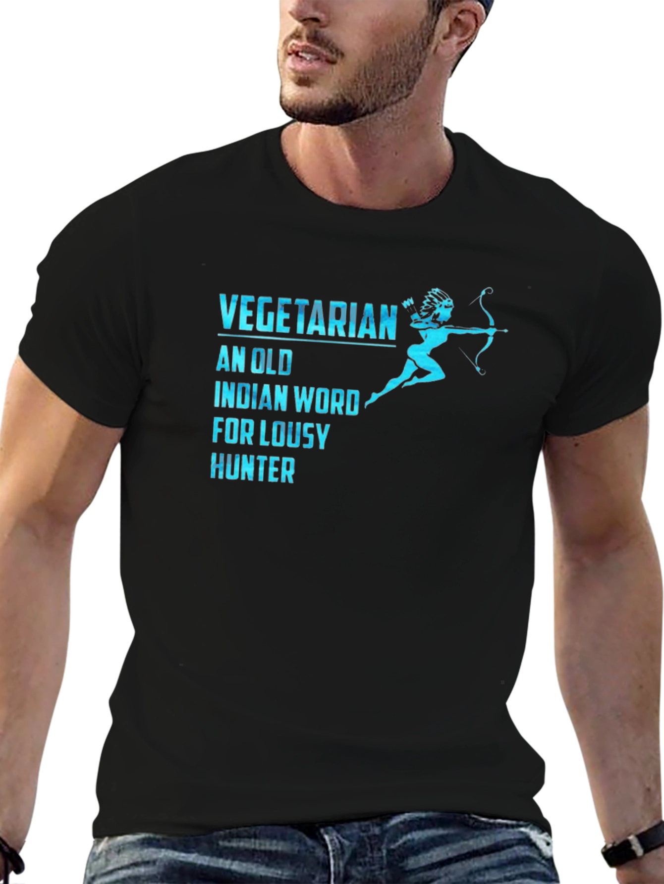 Vegetarian Lousy Hunter Funny Graphic T-Shirt