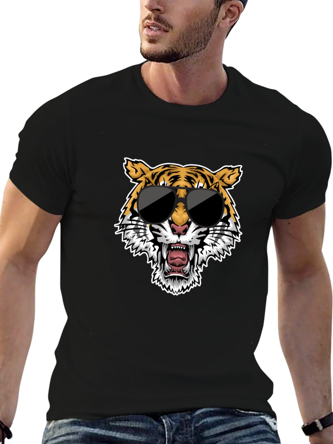 Cool Tiger Graphic Tee - Black