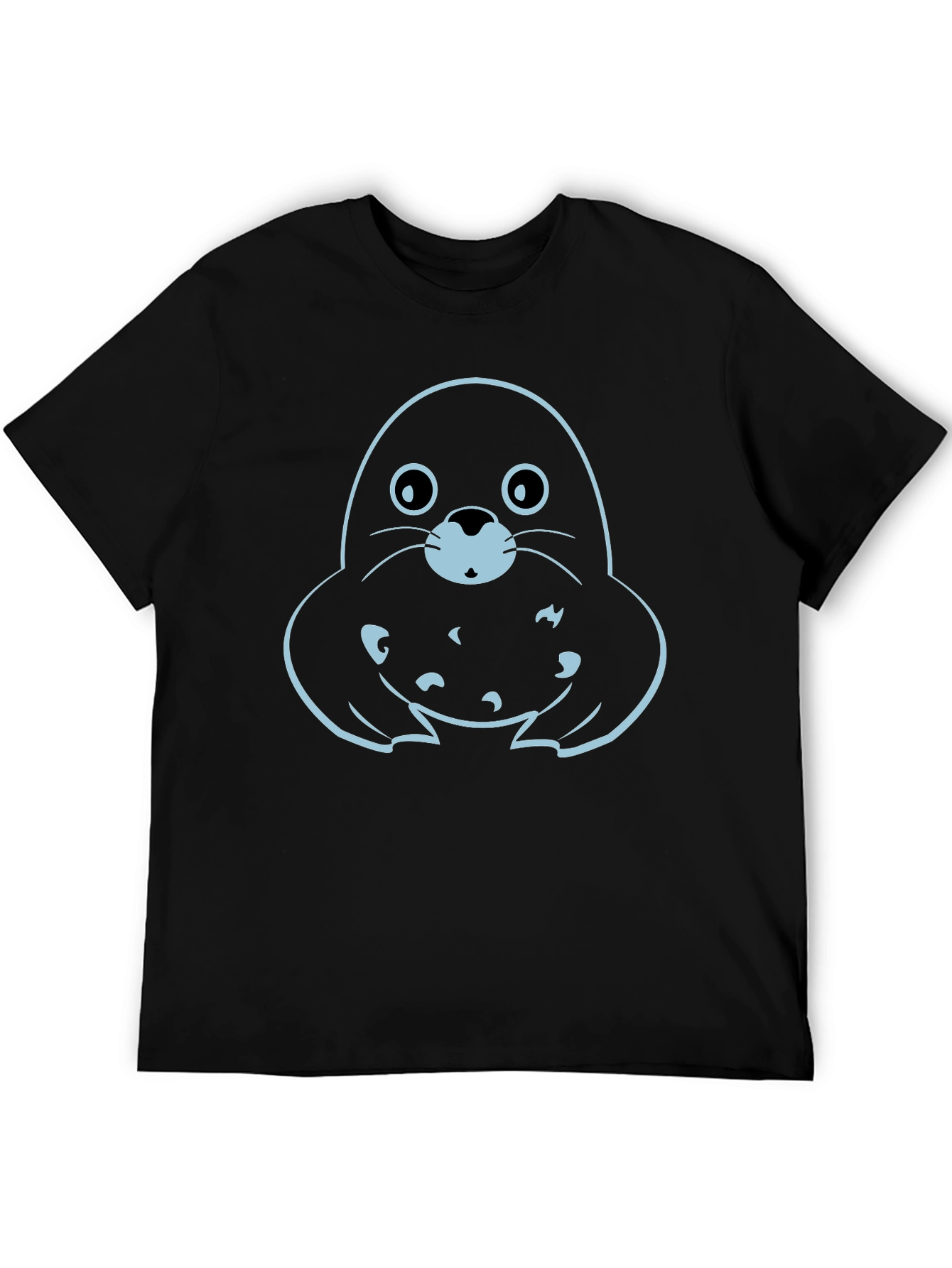 Cute Seal Graphic Tee - Black Cotton T-Shirt