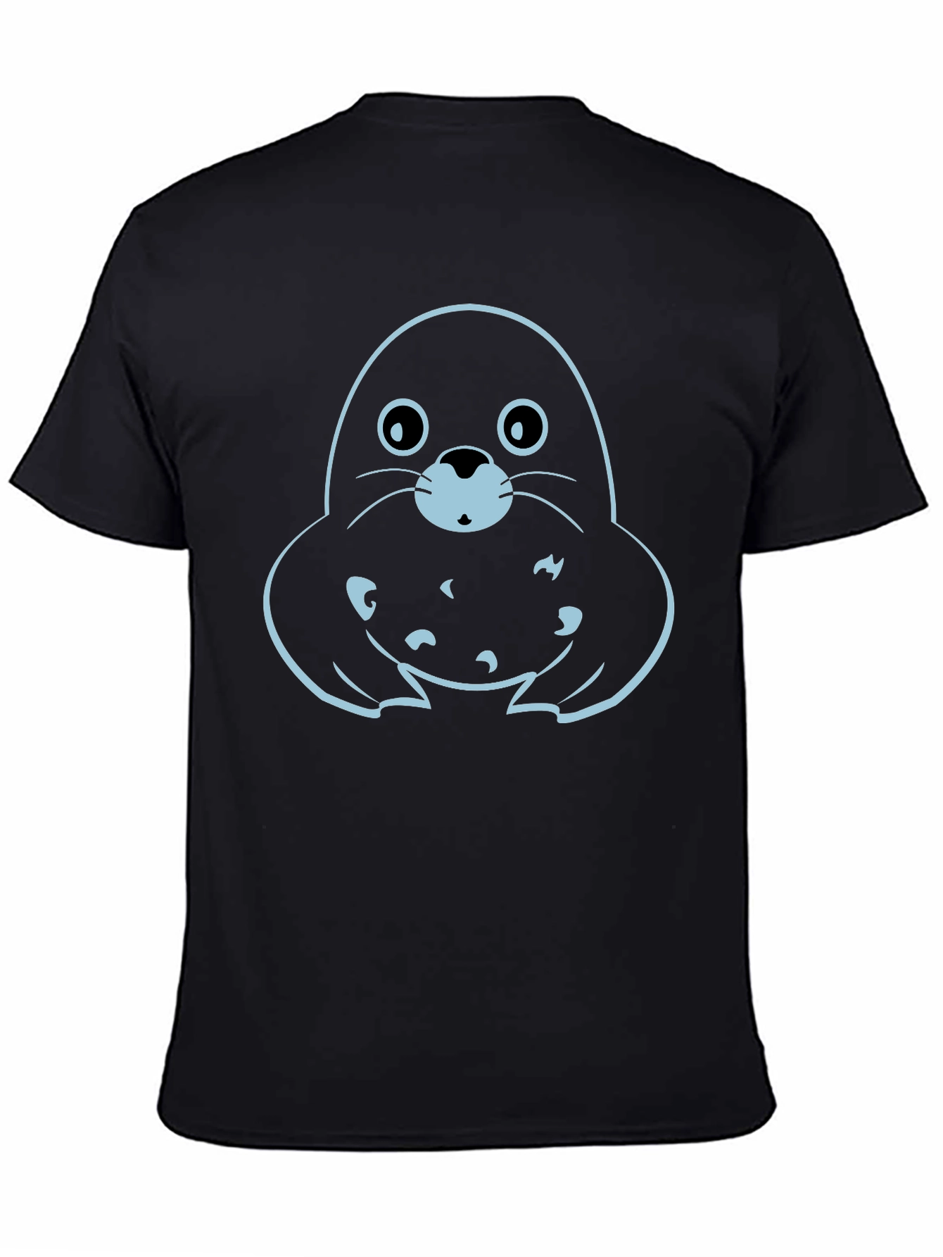 Cute Seal Graphic Tee - Black Cotton T-Shirt