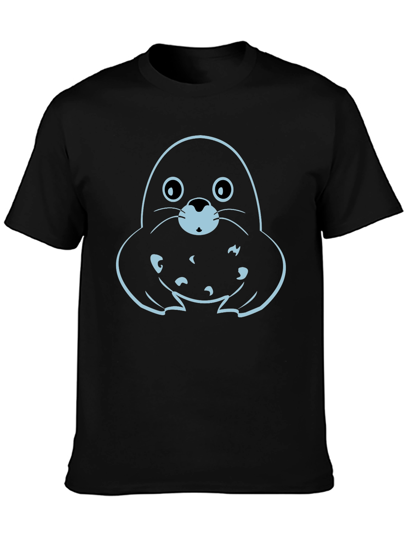 Cute Seal Graphic Tee - Black Cotton T-Shirt