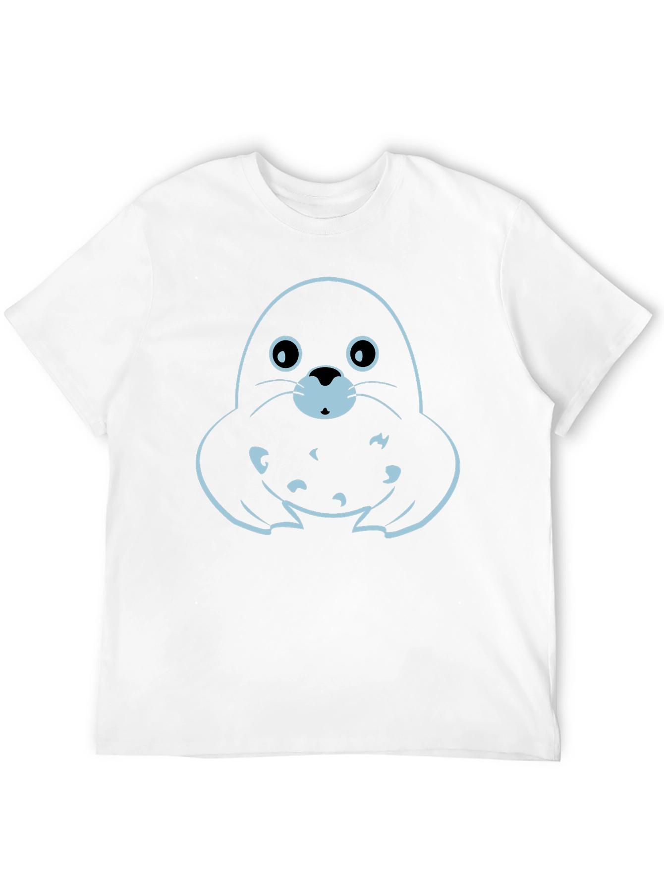Cute Seal Graphic Tee - Black Cotton T-Shirt