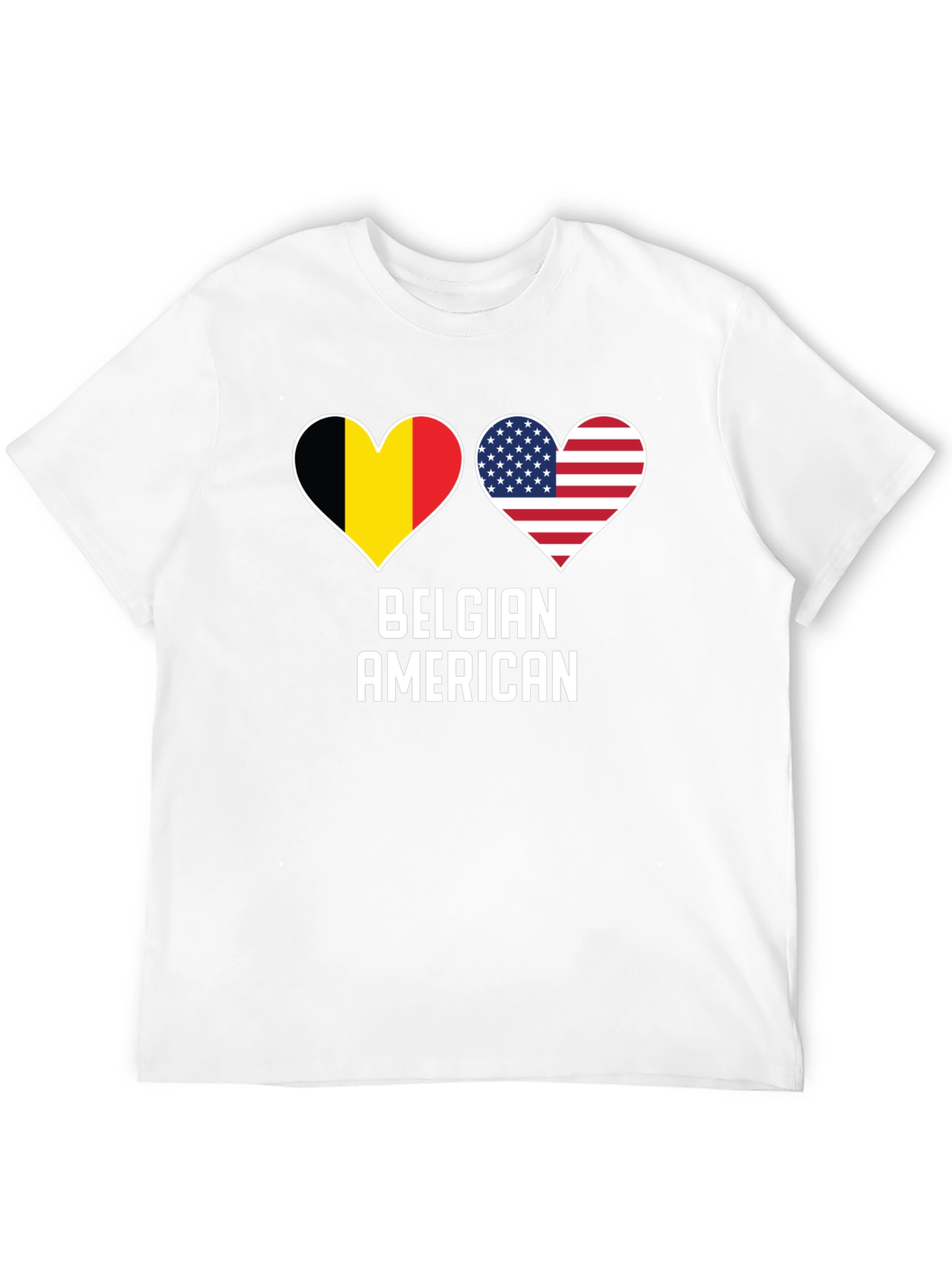 Belgian American Pride T-Shirt - Heart Flag Design