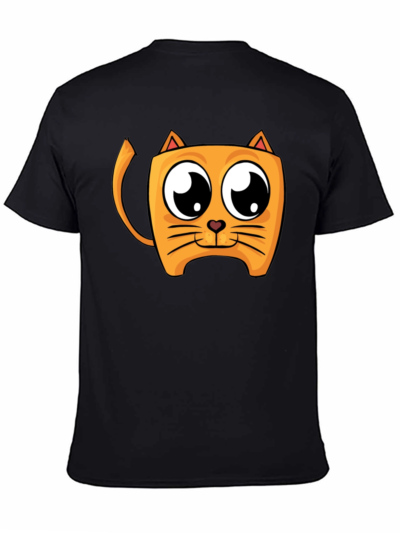 Cartoon Cat Graphic Black T-Shirt