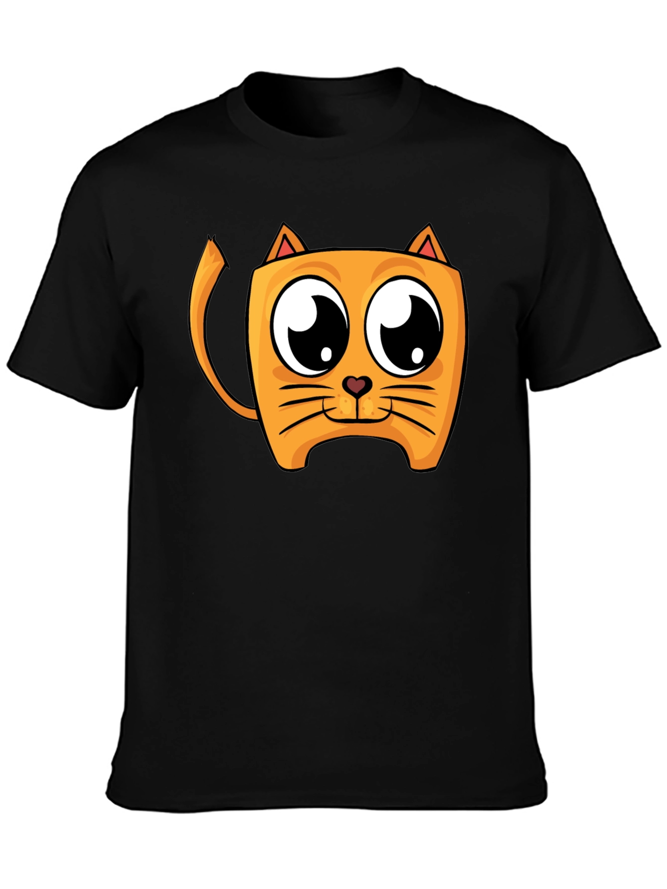 Cartoon Cat Graphic Black T-Shirt
