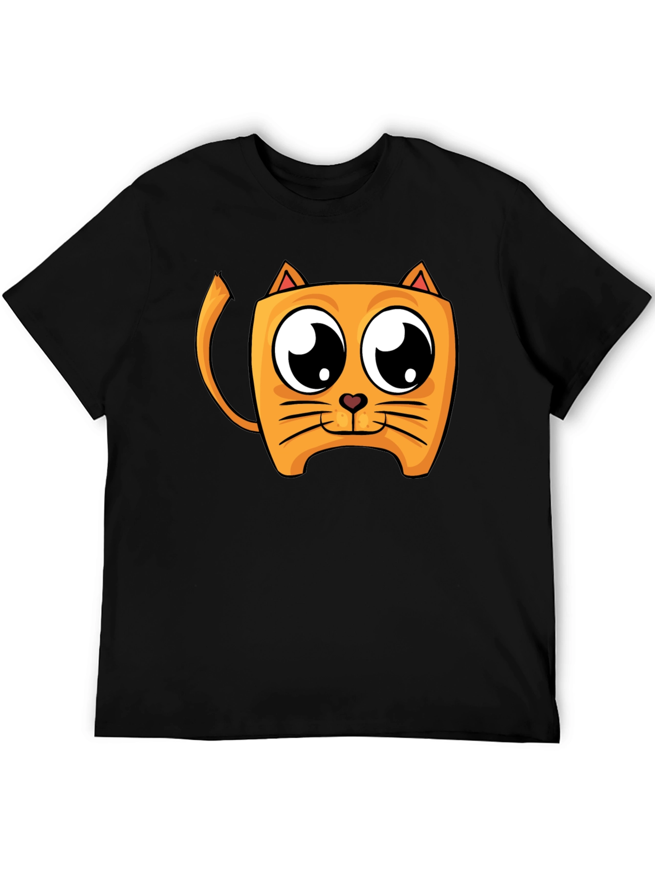 Cartoon Cat Graphic Black T-Shirt