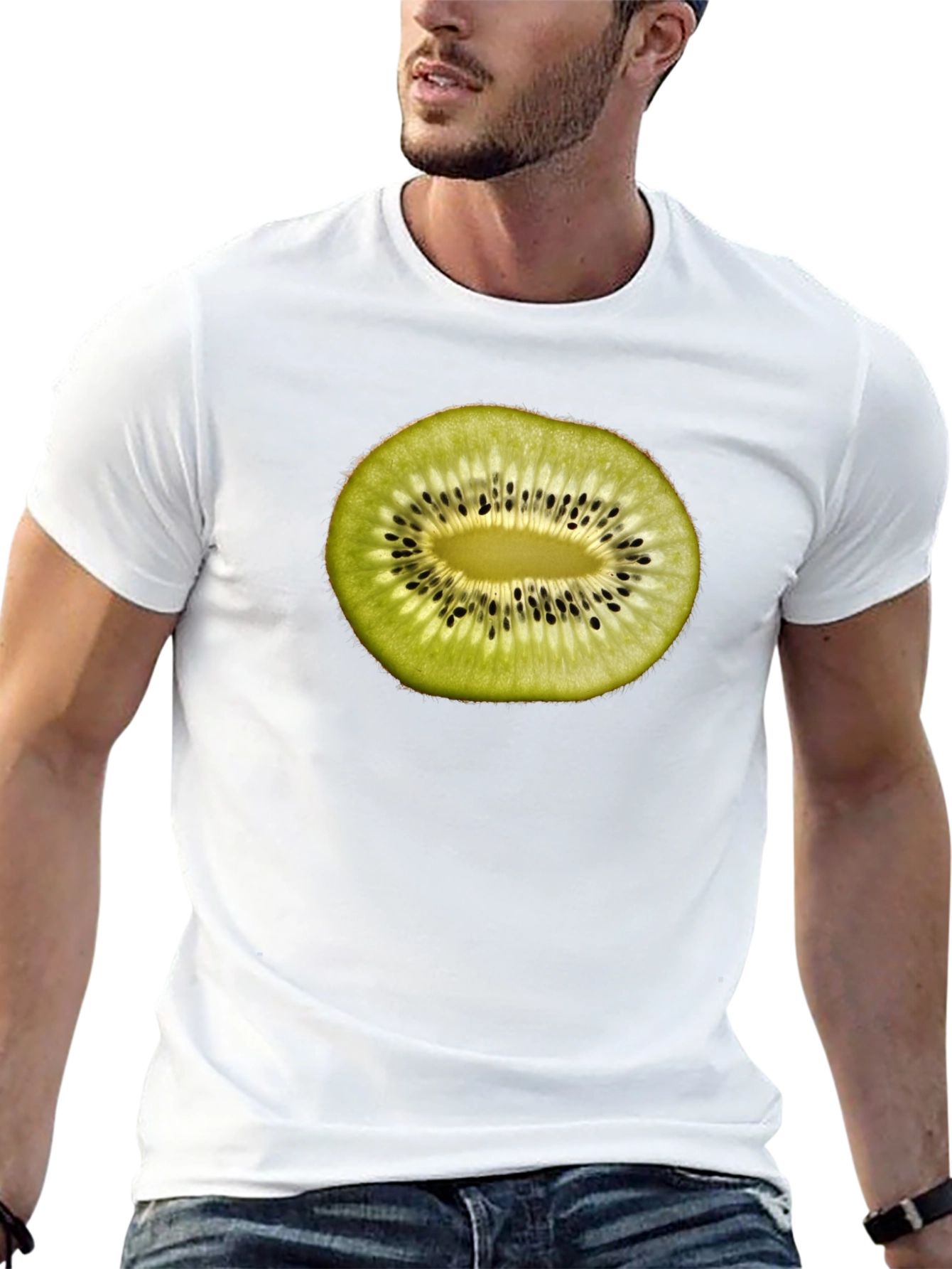 Kiwi Fruit Slice Graphic T-Shirt - Black