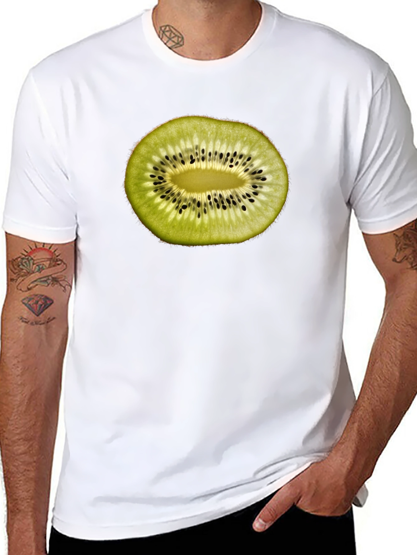 Kiwi Fruit Slice Graphic T-Shirt - Black
