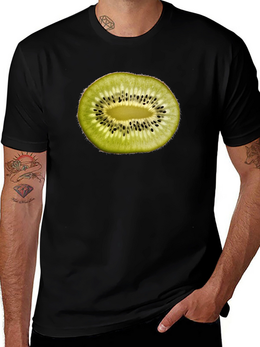 Kiwi Fruit Slice Graphic T-Shirt - Black